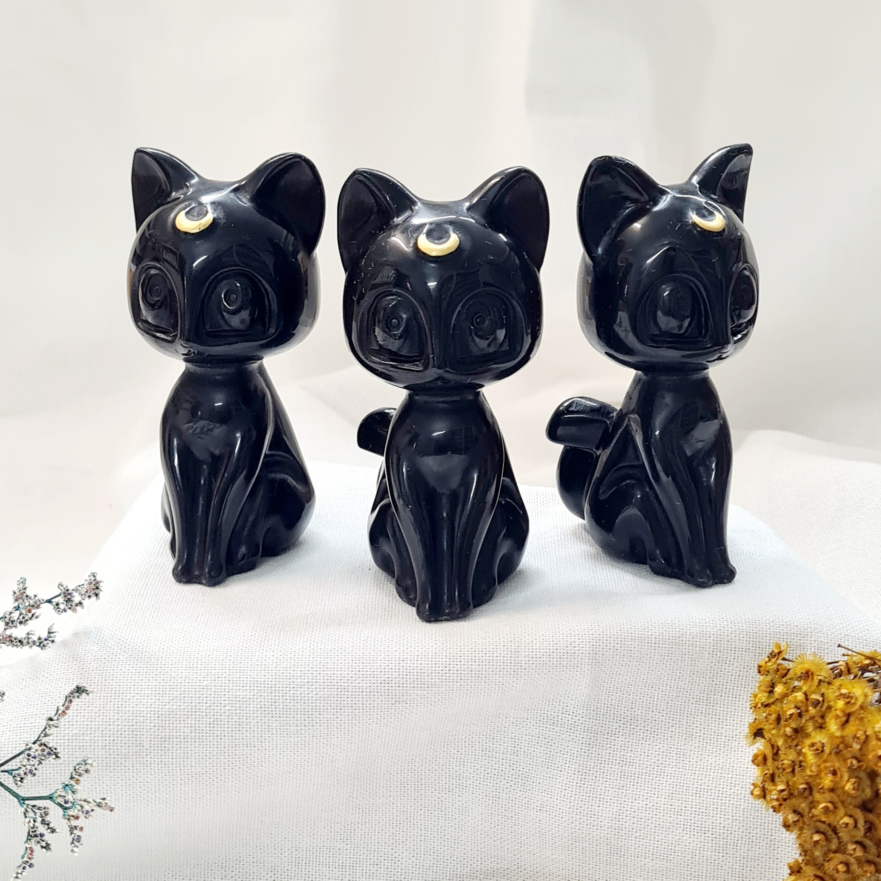 Luna Cat | Black Obsidian | 9 Cm tall