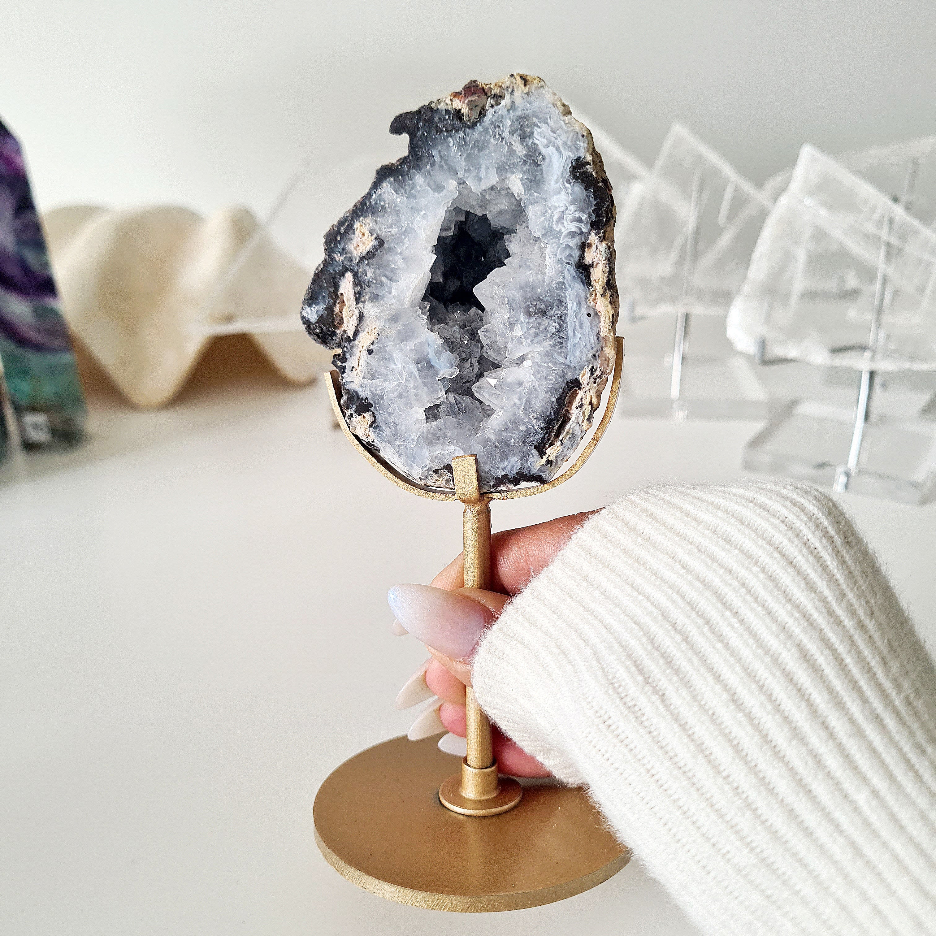 Natural Agate Geode On Stand | A