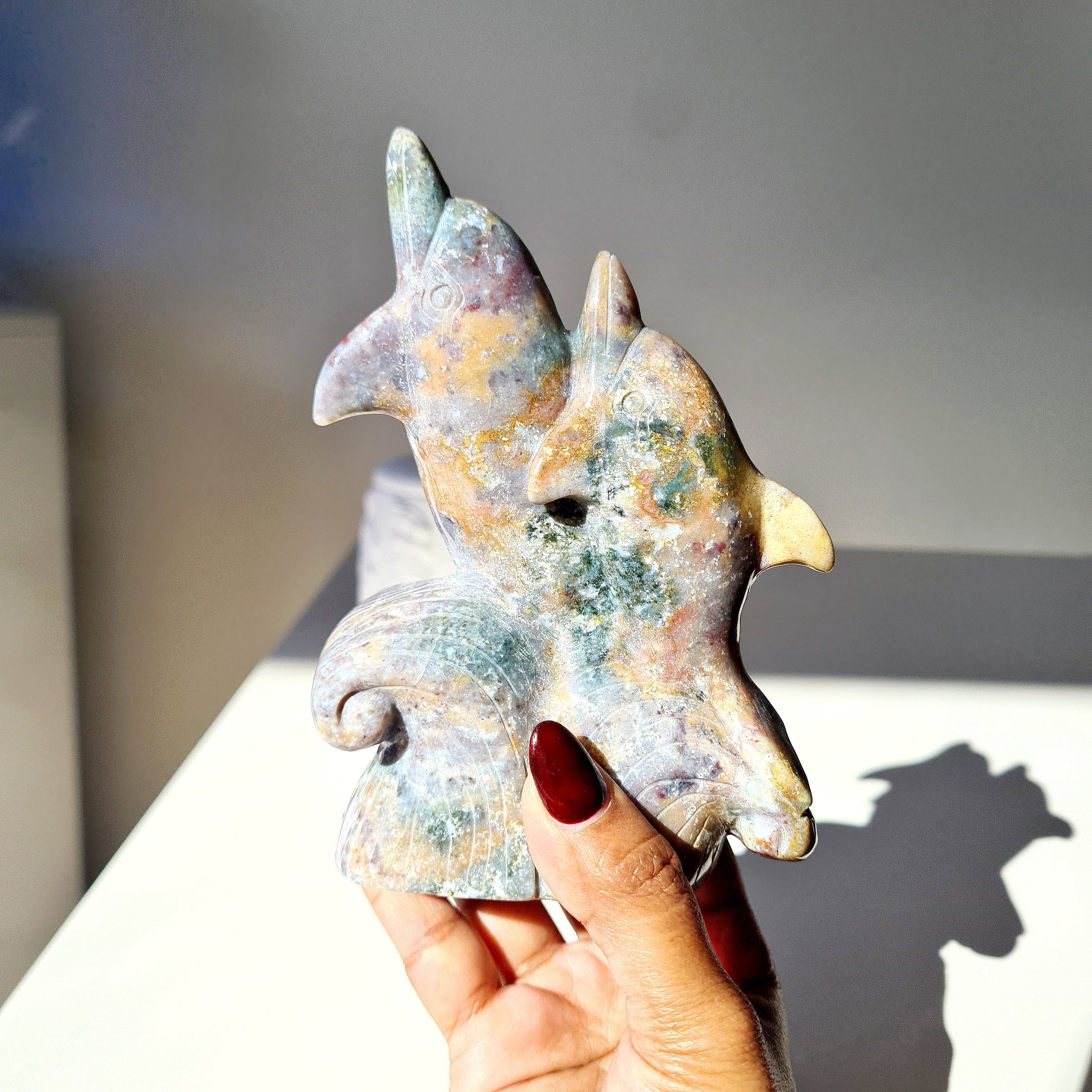 Ocean Jasper Dolphins Carving | 770 g