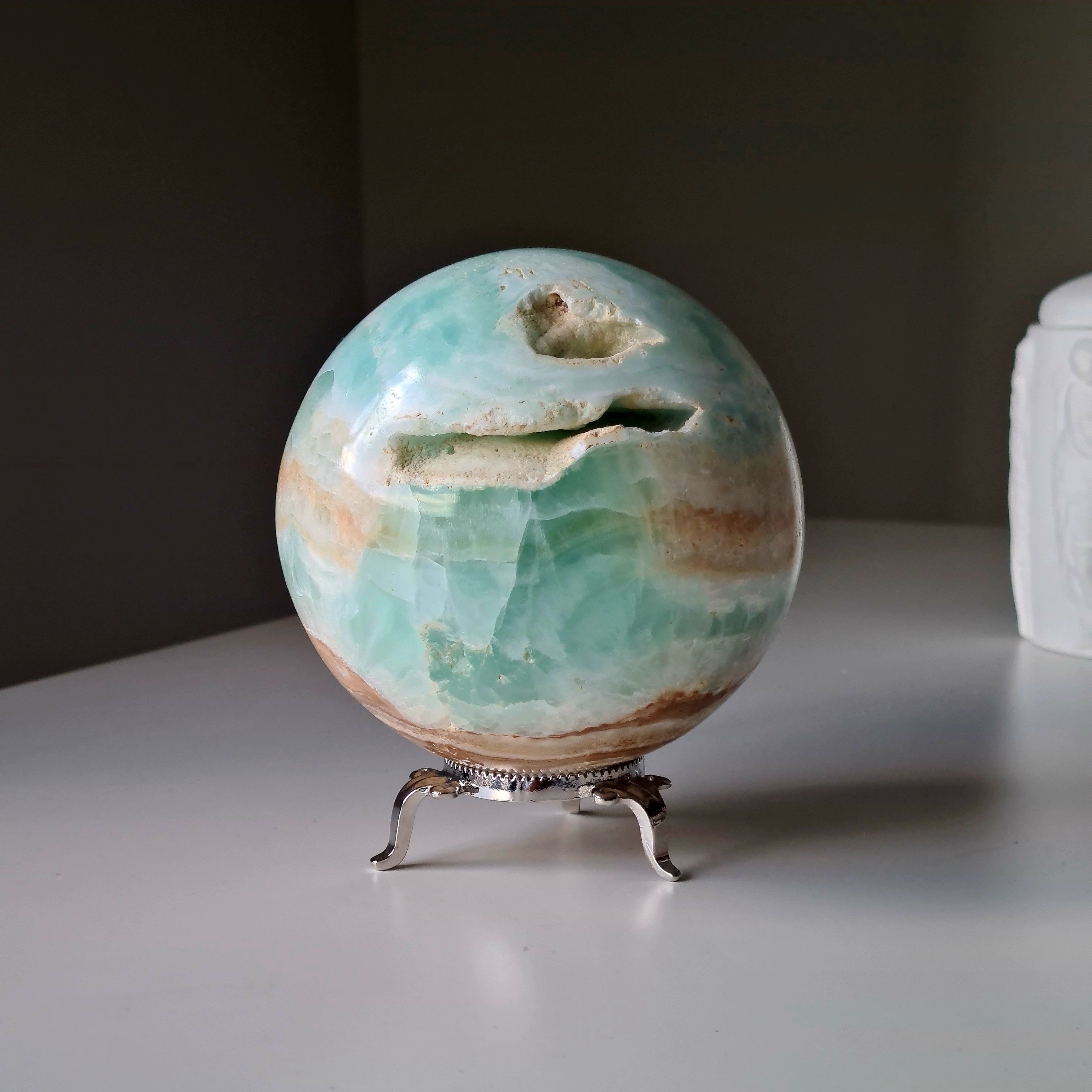 Carribean Calcite Sphere With Metal Stand | 9.6 cm | 1.4 kg