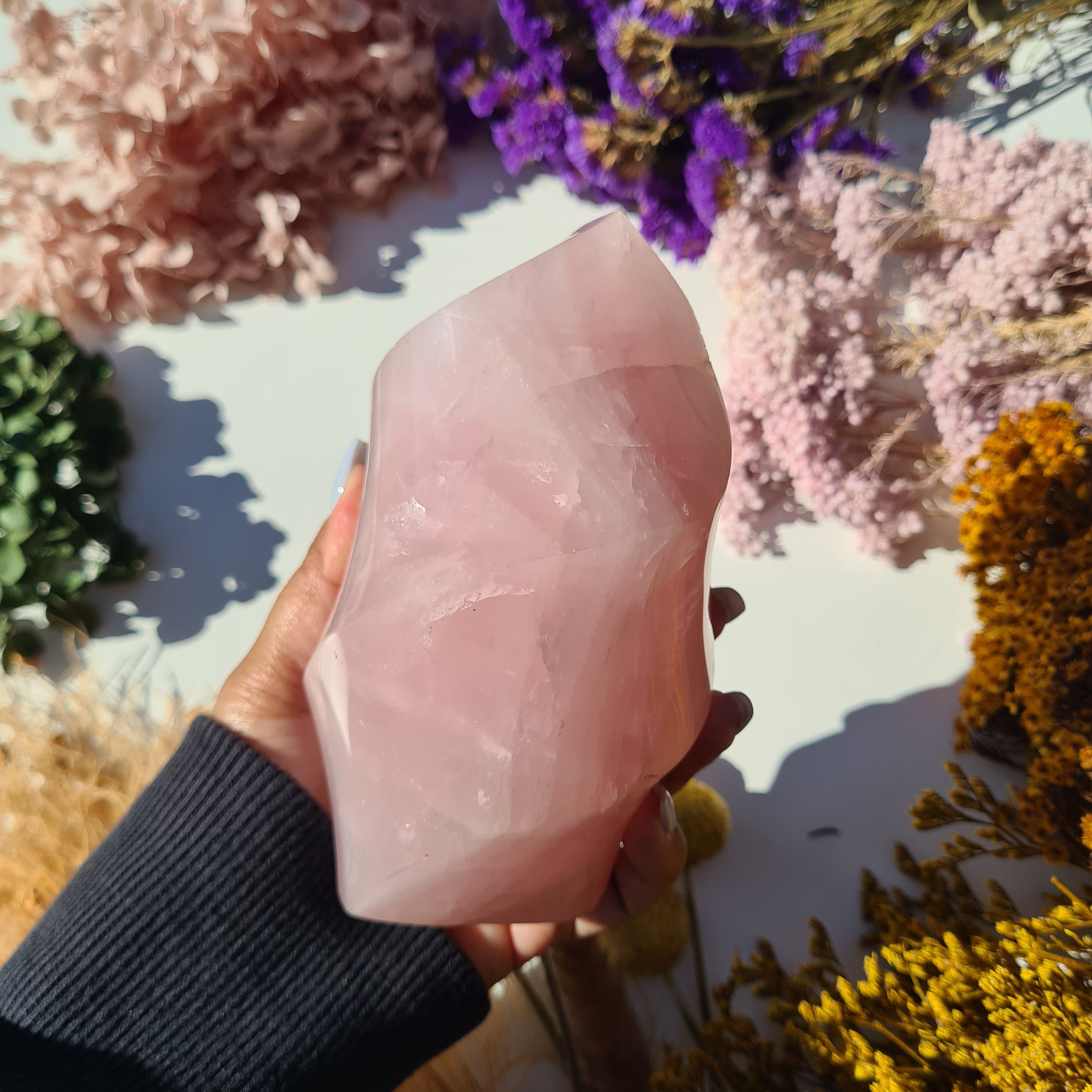 Rose Quartz Crystal Flame