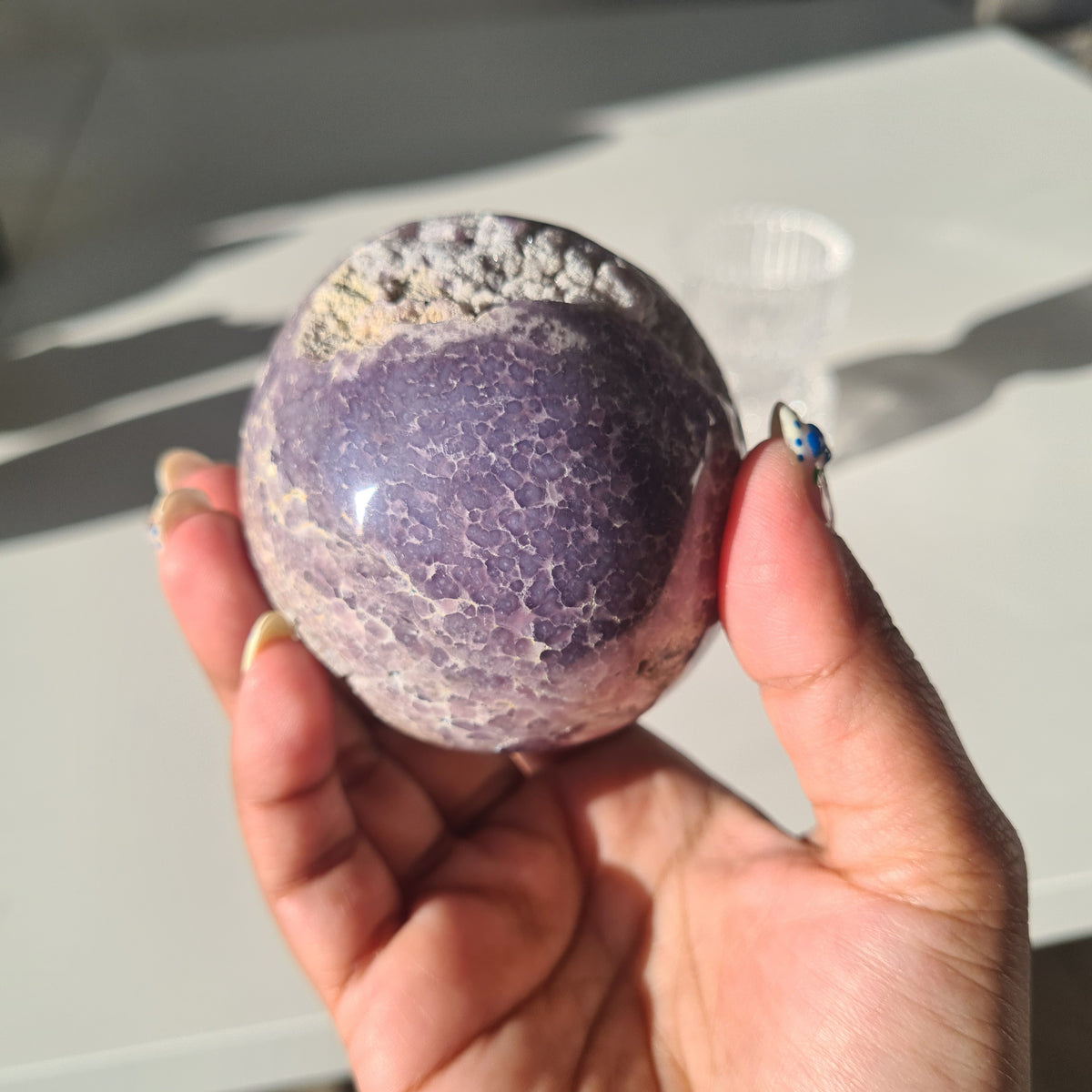 Grape Agate π Sphere With Glass Stand | C