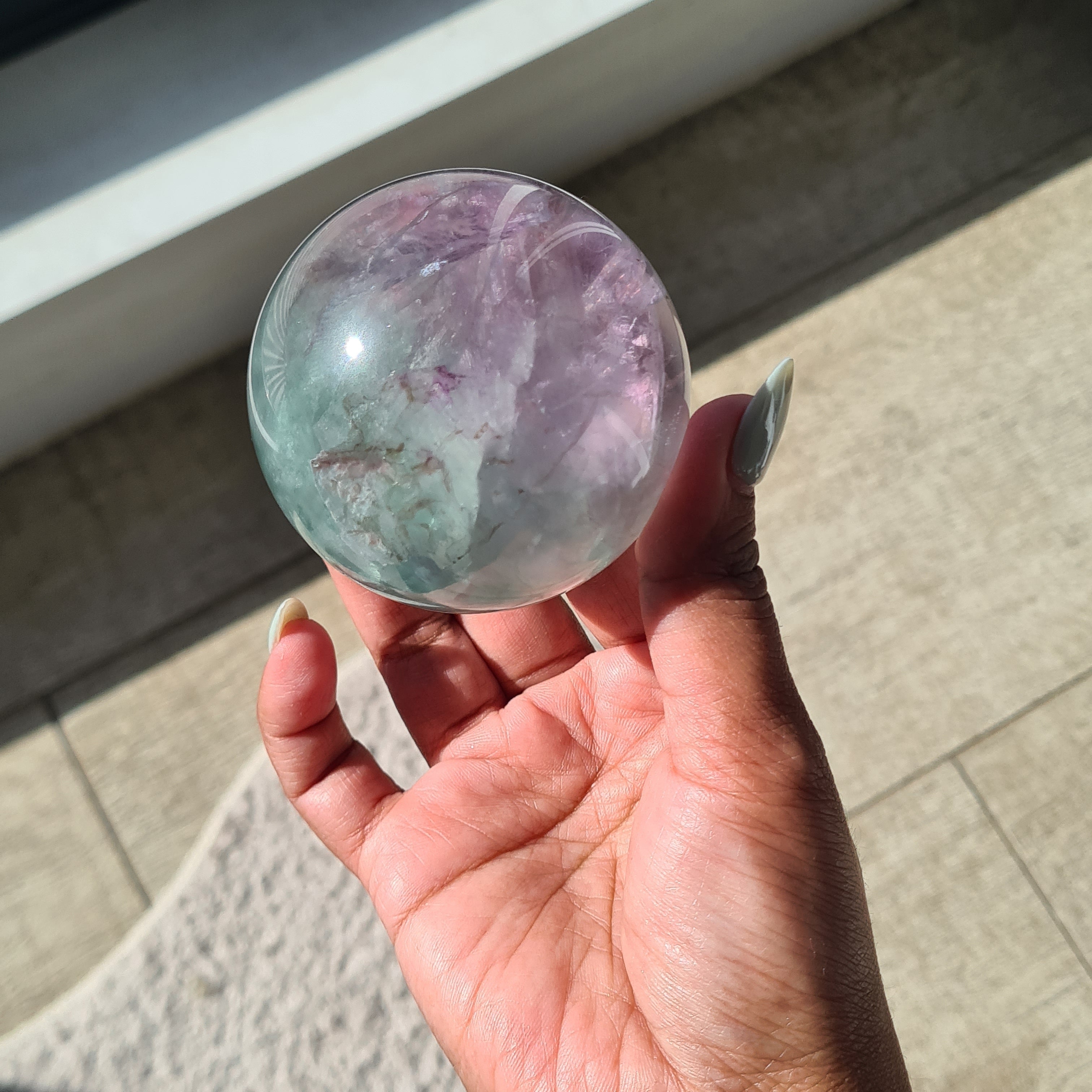Fluorite Crystal Sphere with stand | B | 390 g