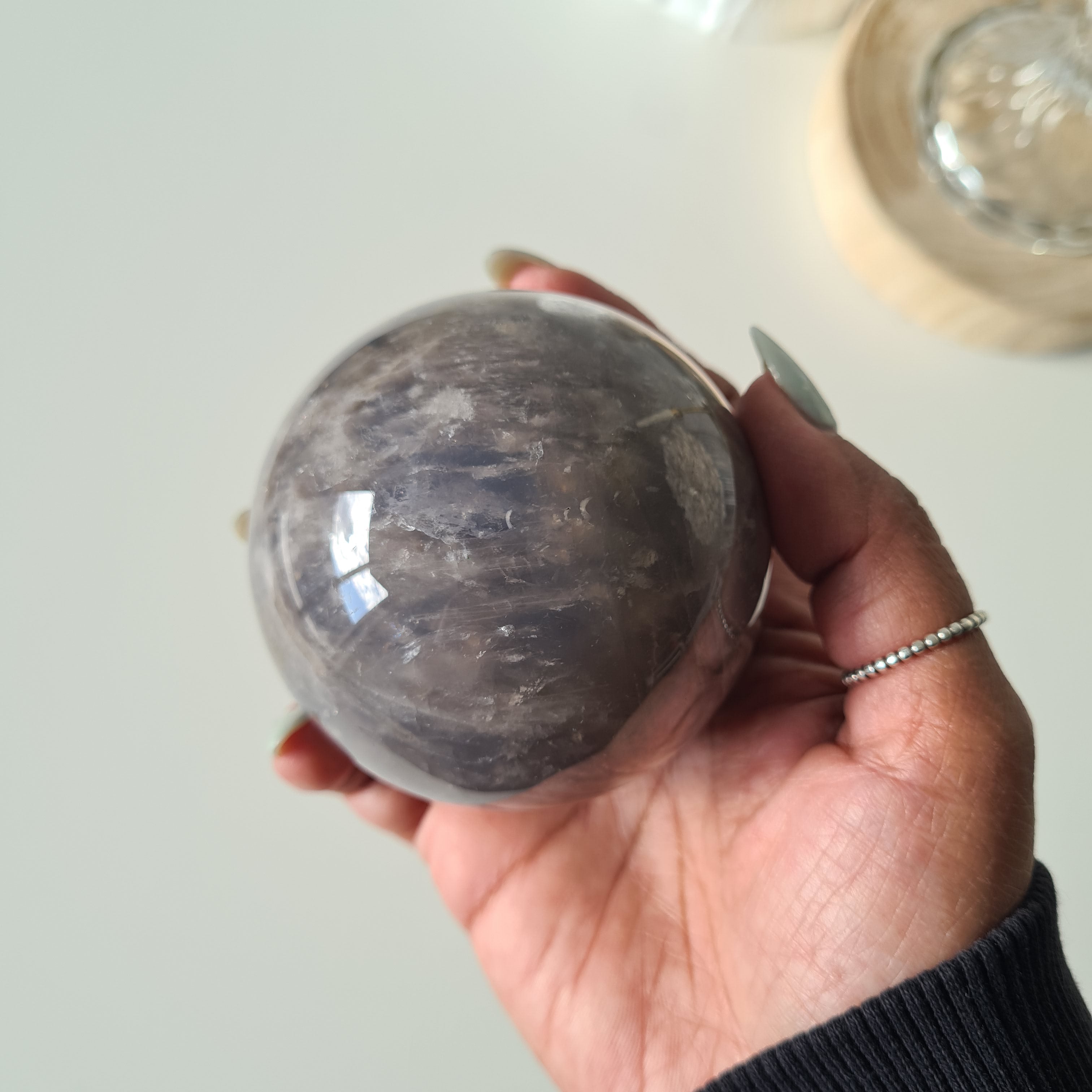 Blue Rose Quartz Sphere with stand | C | 430 g