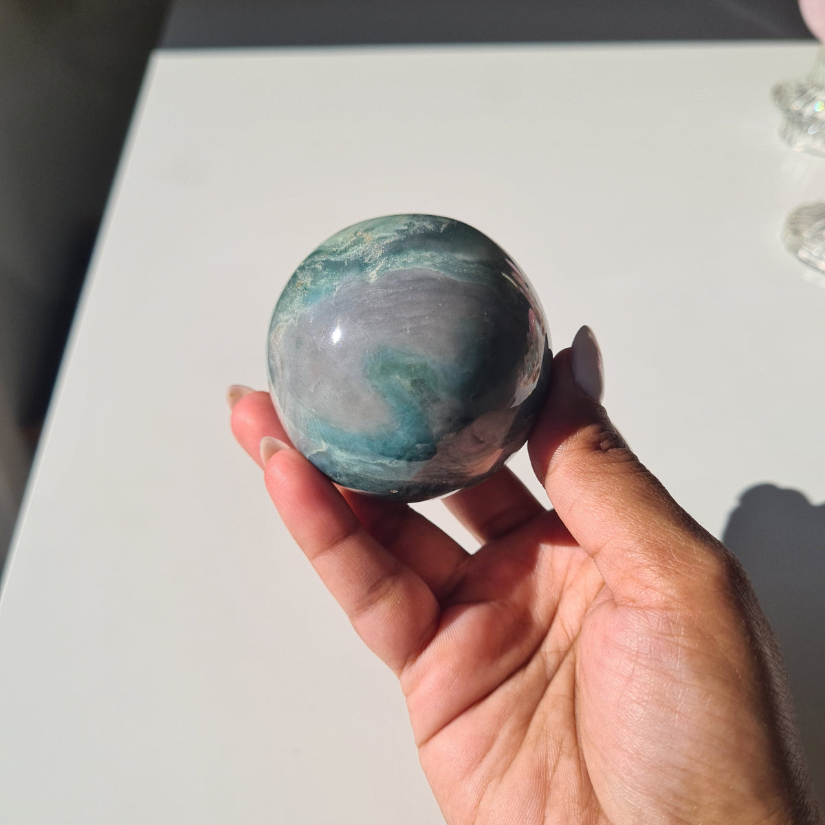 Pastel Ocean Jasper Crystal Sphere