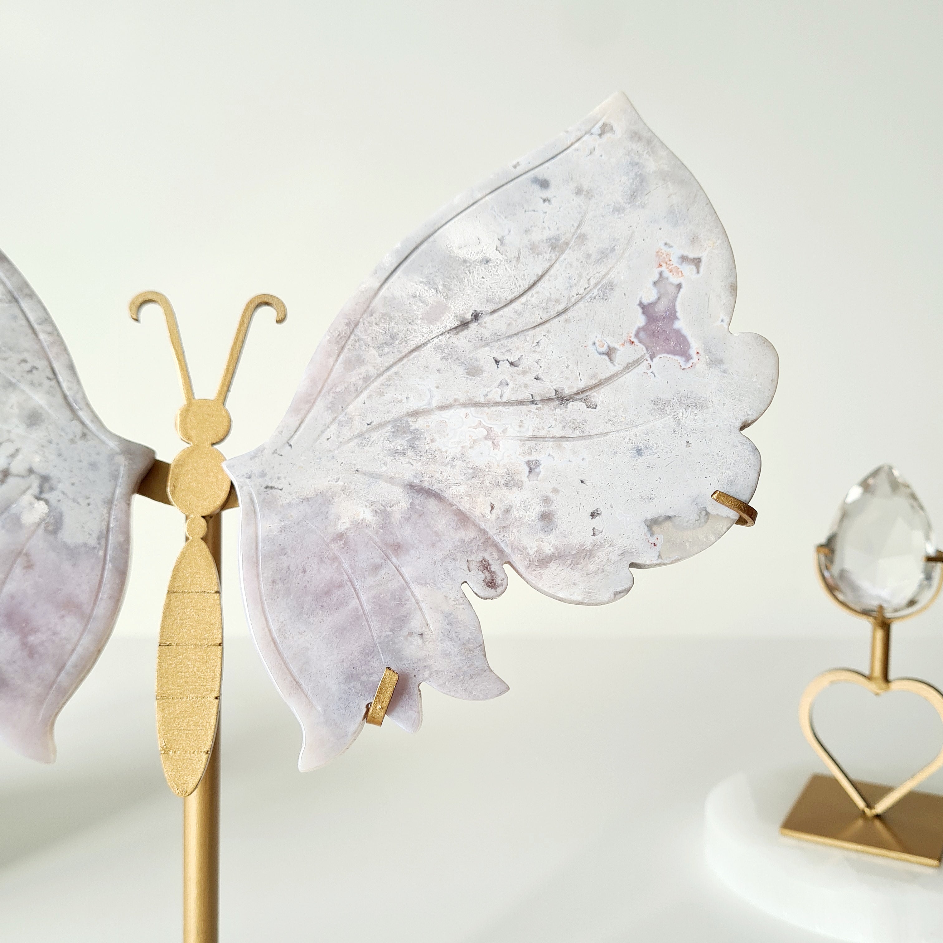 Flower Agate Butterfly π¦ | 23 cm tall with stand