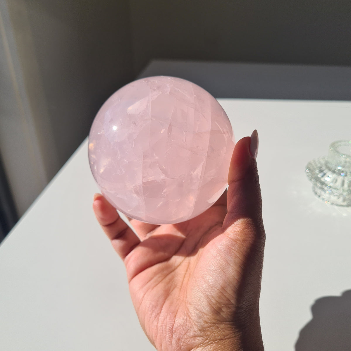 Rose Quartz Sphere 🍬 | With Sphere Stand