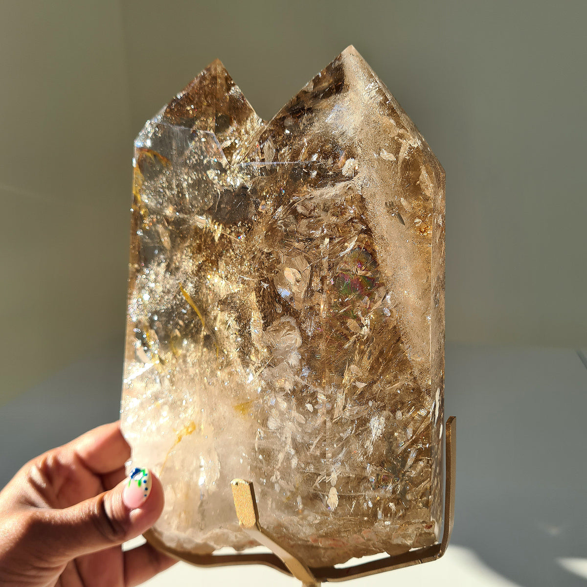 Smokey Citrine Cathedral With Stand| 1.9 kg | Appx 30 cm tall with stand
