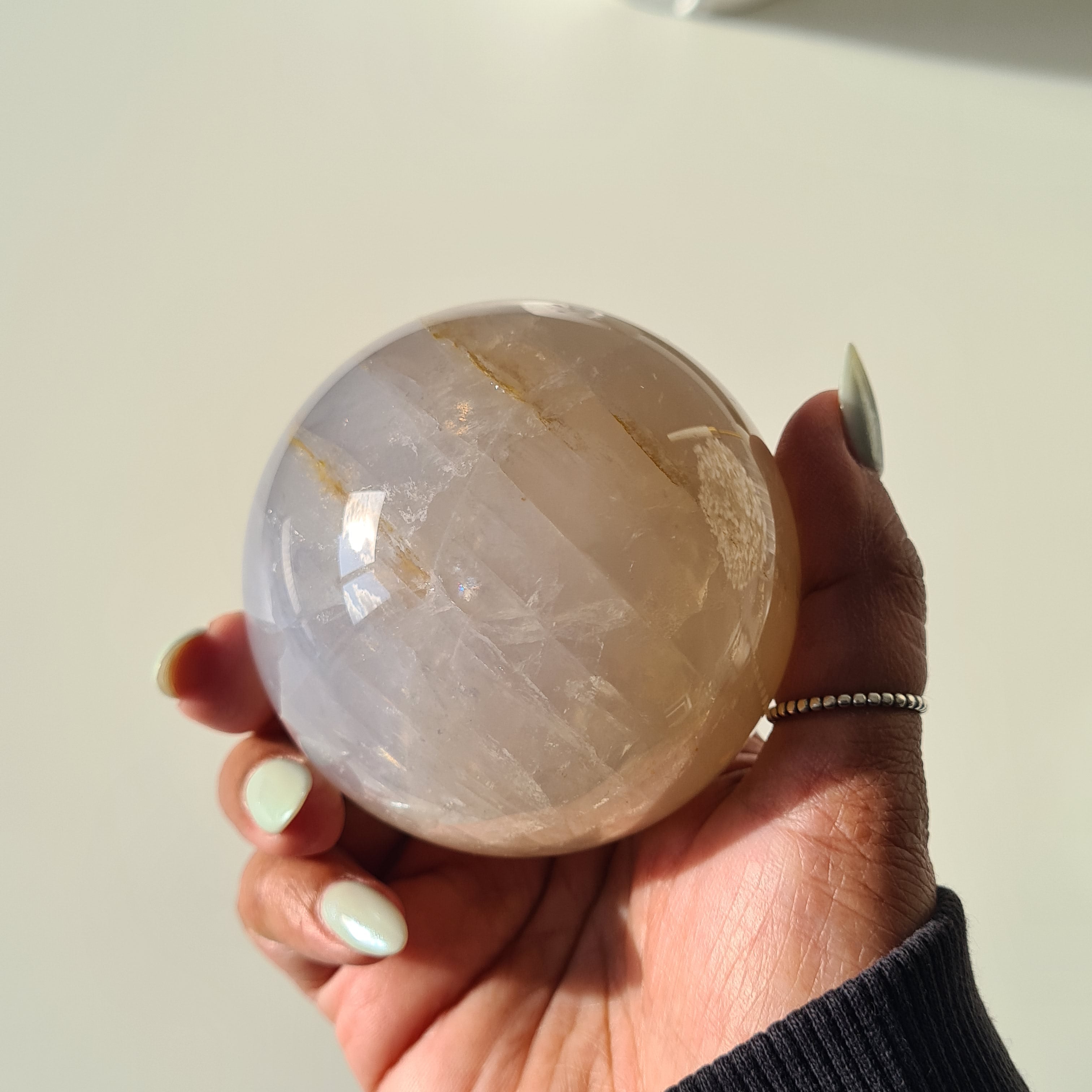 Blue Rose Quartz Sphere with stand | A | 450 g