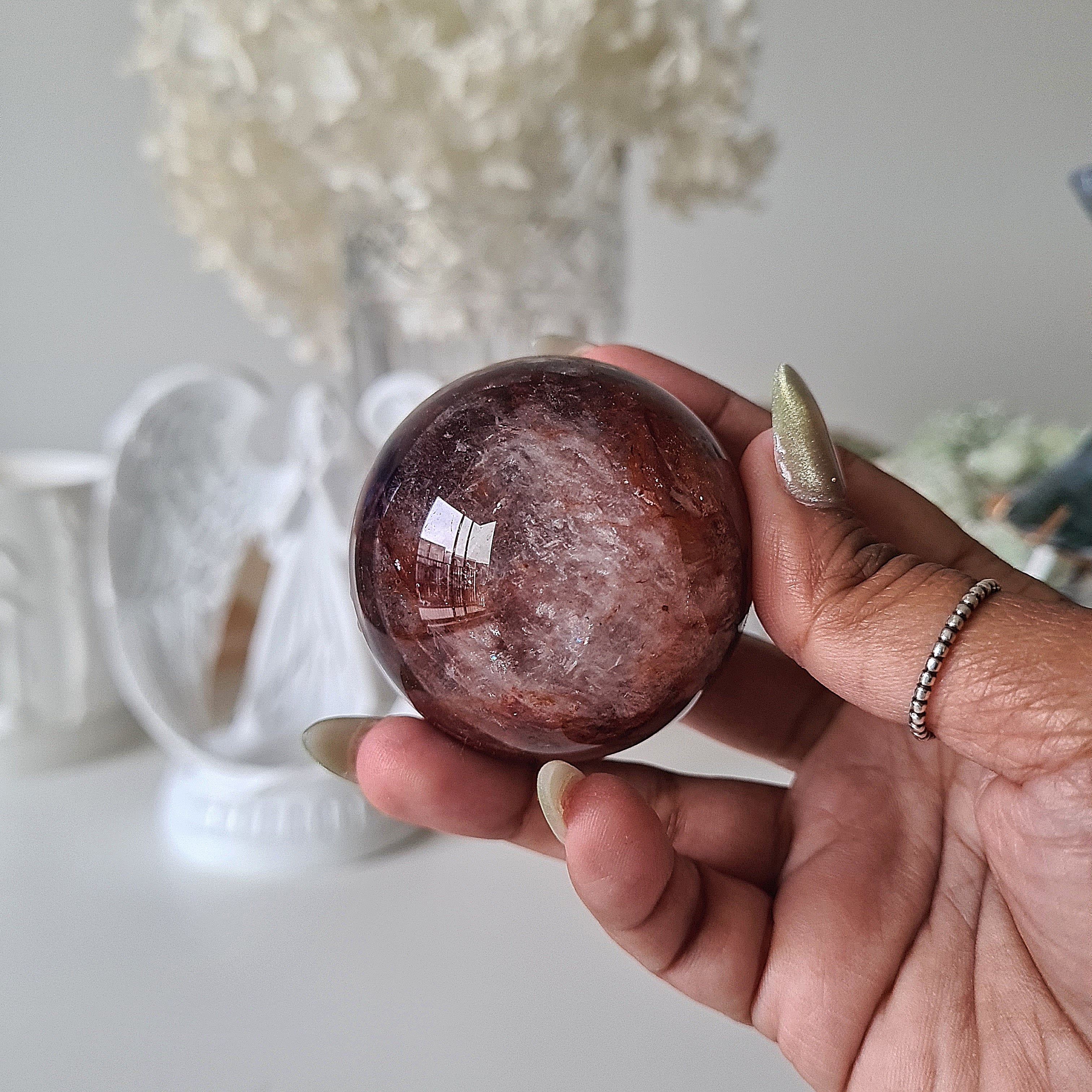 Guardian angel π stand with Hematoid crystal sphere