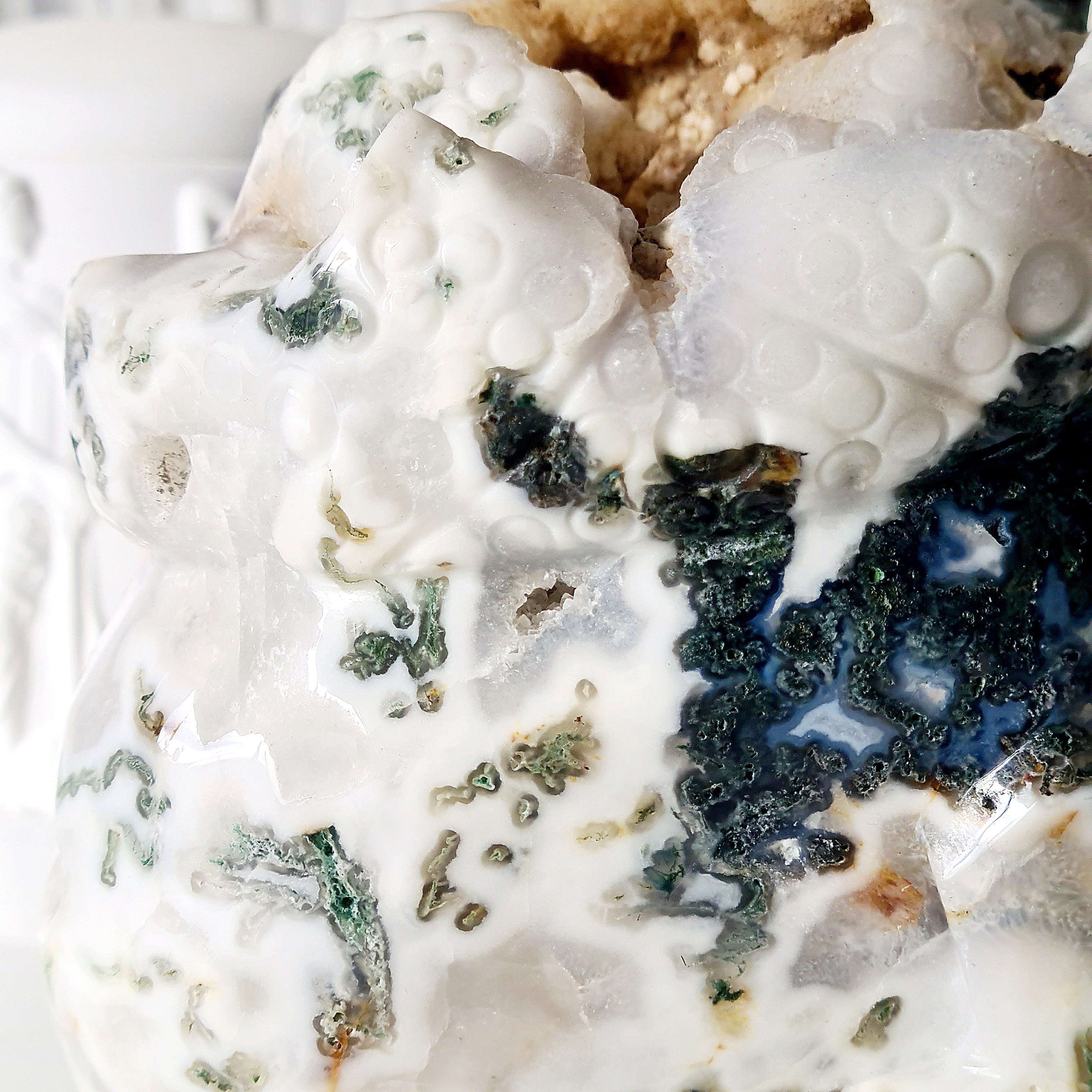 The last King | Moss Agate Skull Carving | 2.4 kg