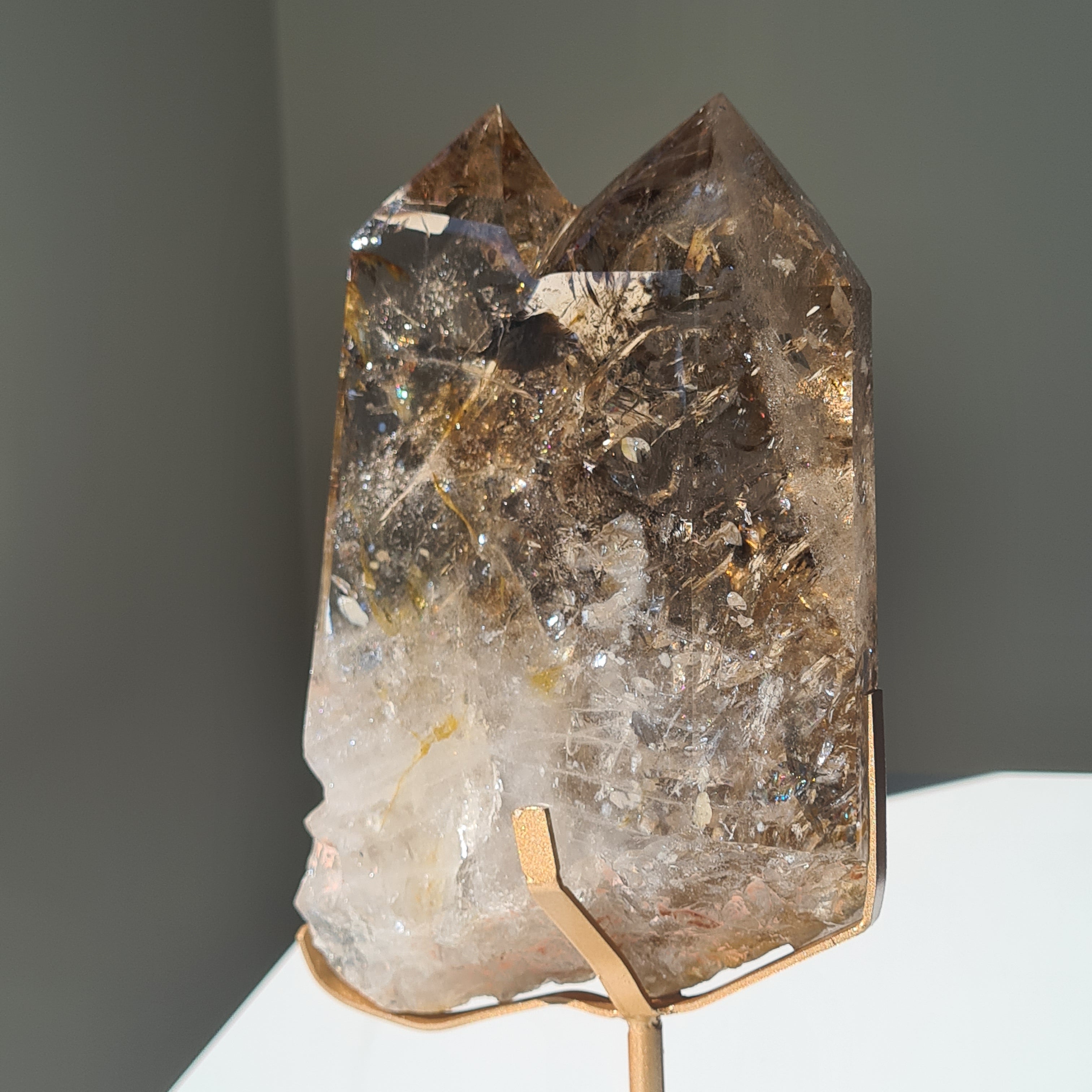 Smokey Citrine Cathedral With Stand| 1.9 kg | Appx 30 cm tall with stand