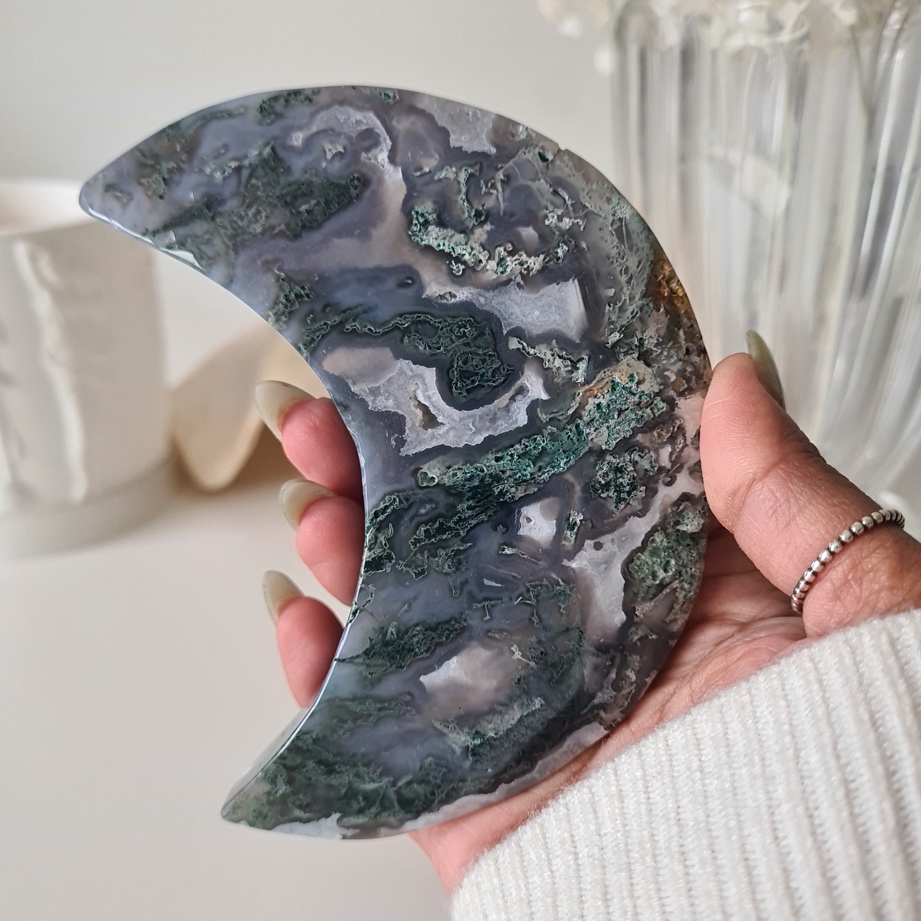 Moss Agate Luna π