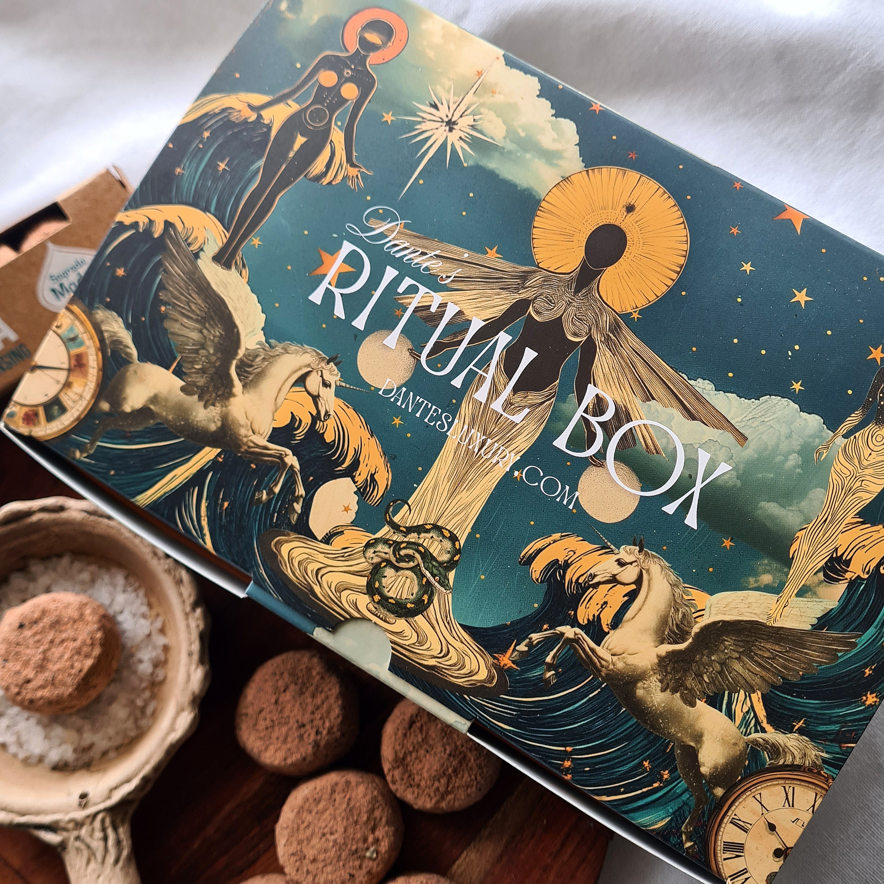 Manifest With Intention Ritual Kit – Manifestation Incense, Sandalwood & Frankincense Tablets & Handmade Burner
