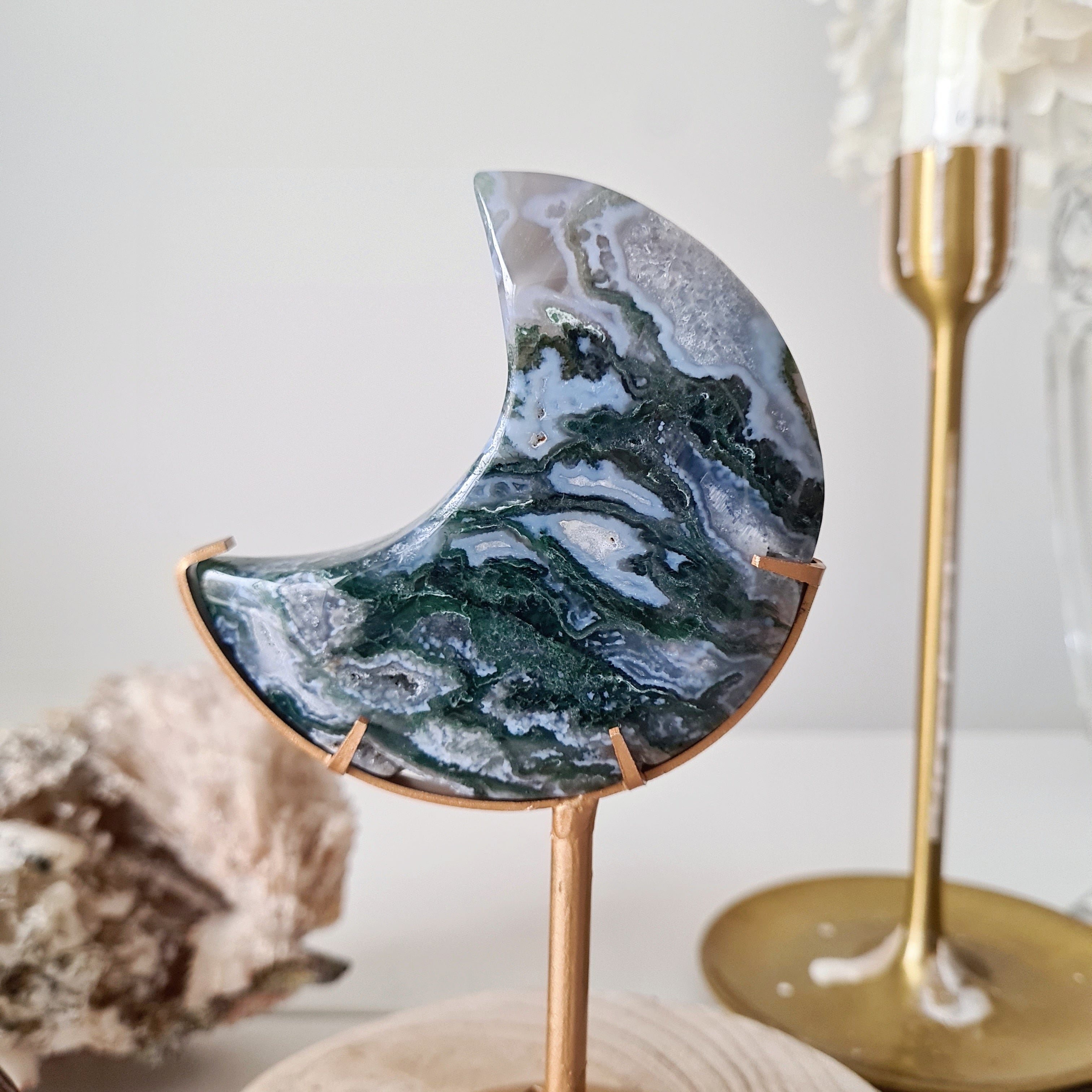 Moss Agate Luna π | 4 | 8 cm