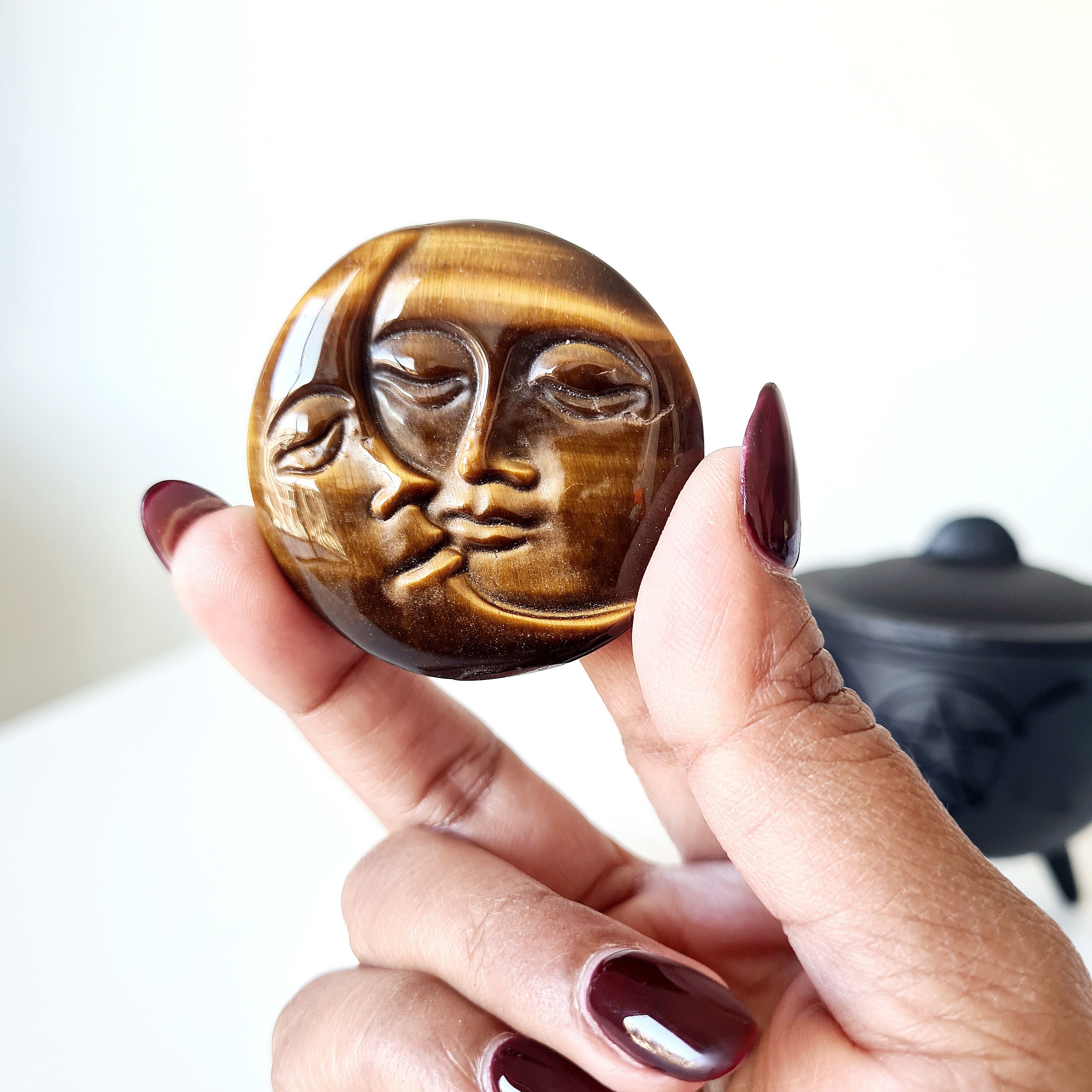 Tiger's Eye Sun Moon Coin | B