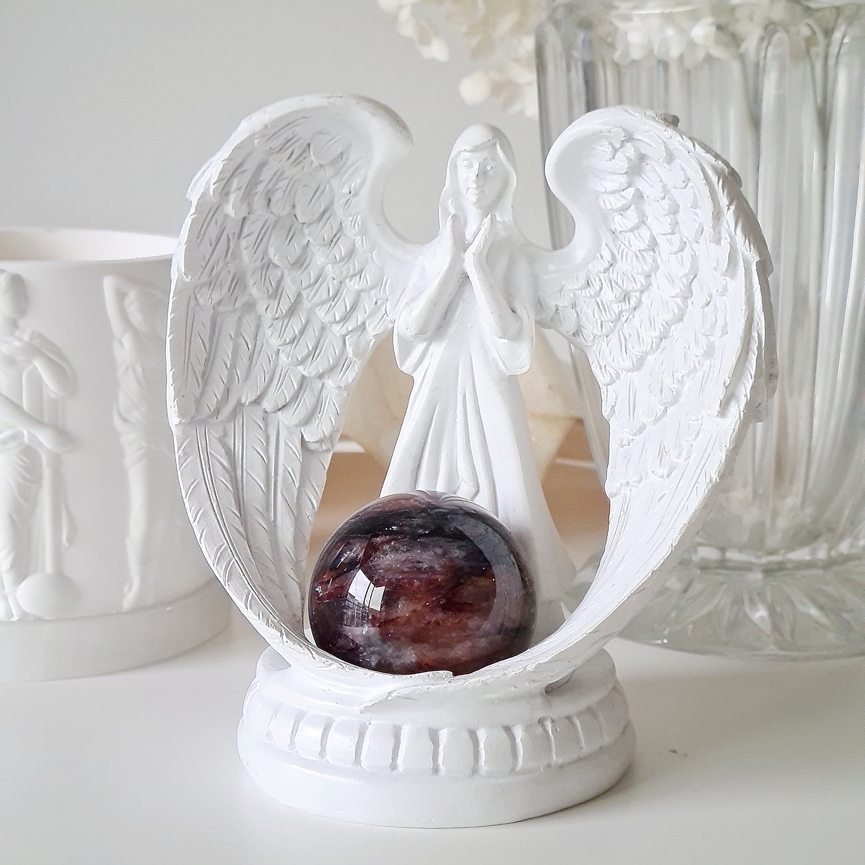 Guardian angel π stand with Hematoid crystal sphere