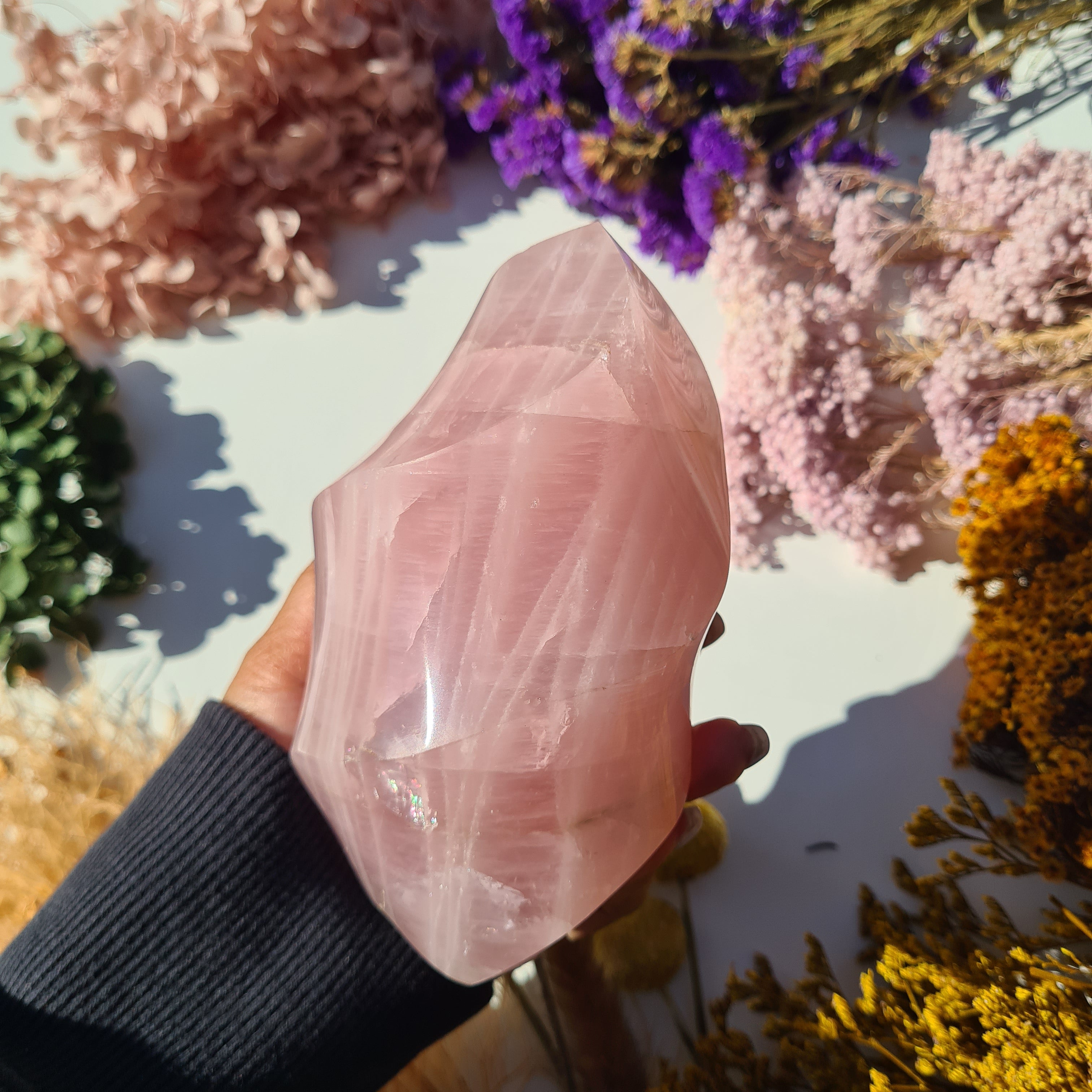 Rose Quartz Crystal Flame