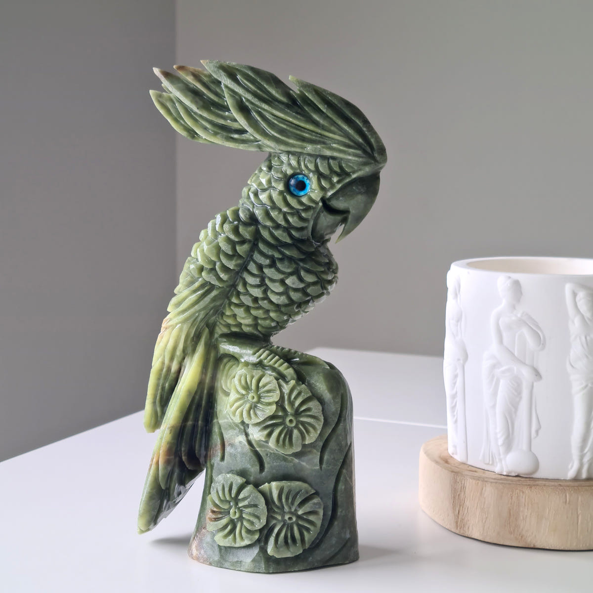 Jade Crystal Bird | Piece D | Handcarved | 21 cm tall