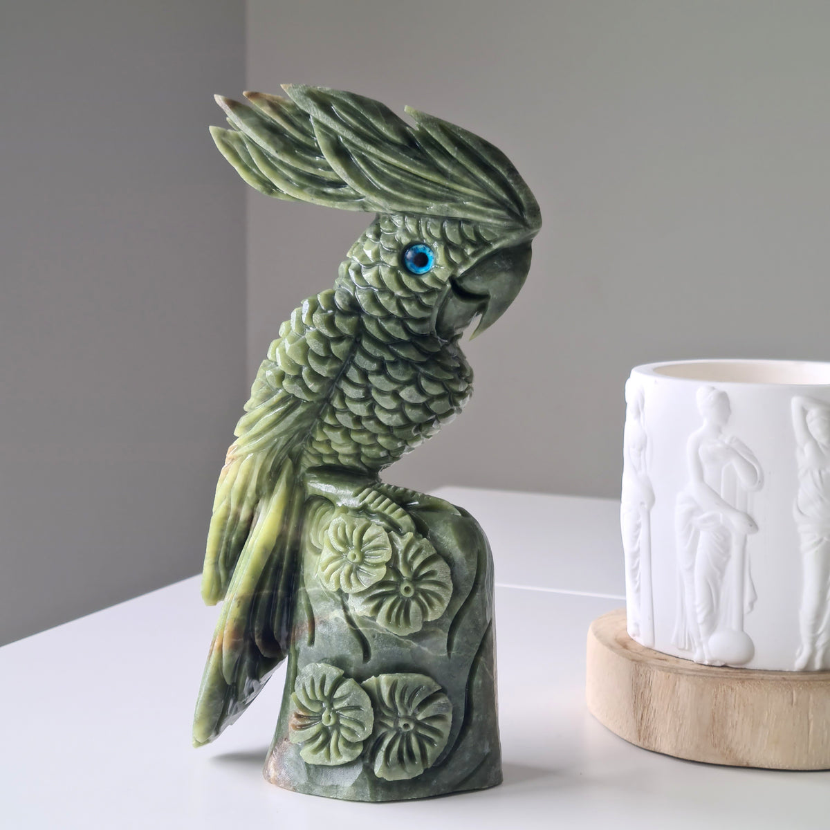 Jade Crystal Bird | Piece D | Handcarved | 21 cm tall