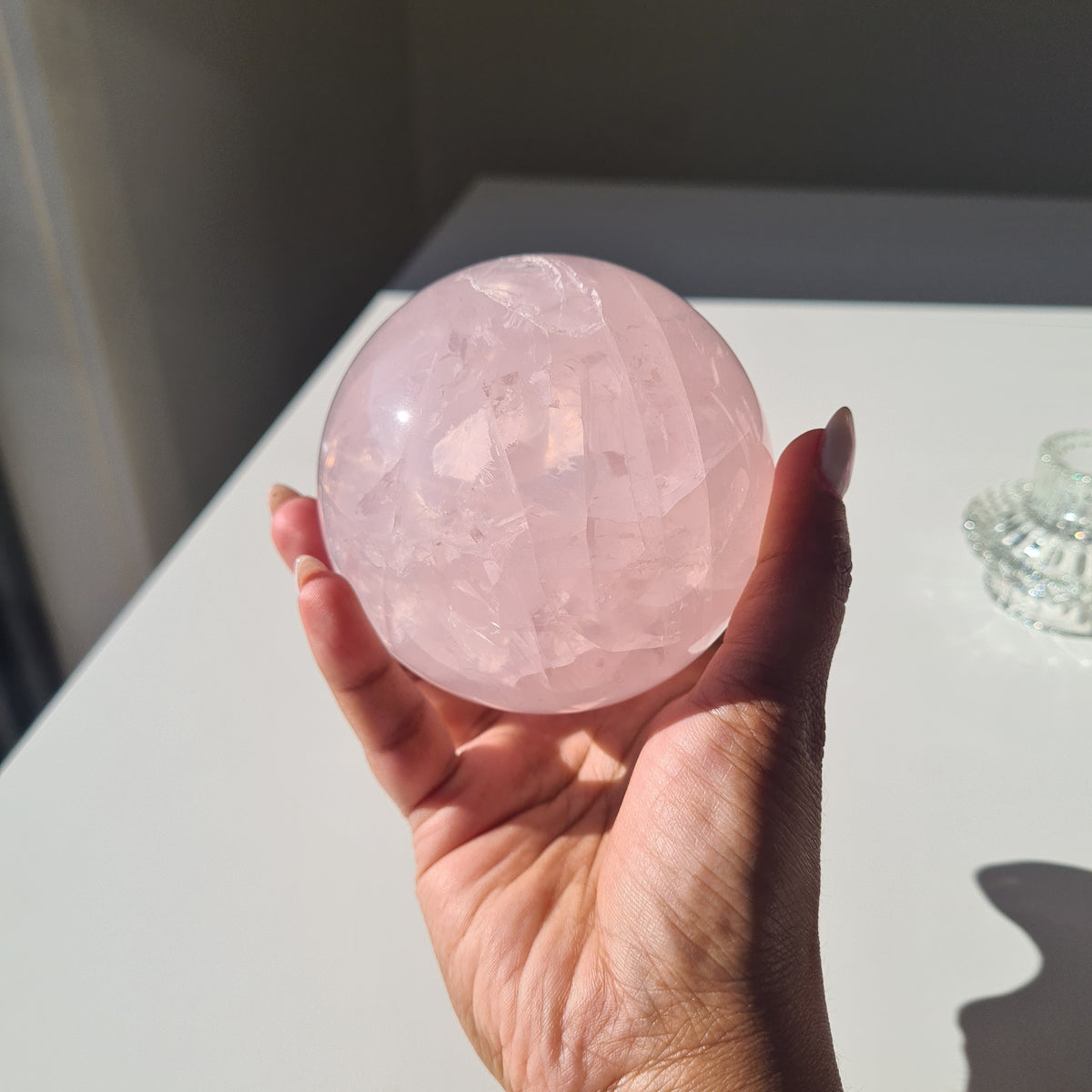 Rose Quartz Sphere 🍬 | With Sphere Stand
