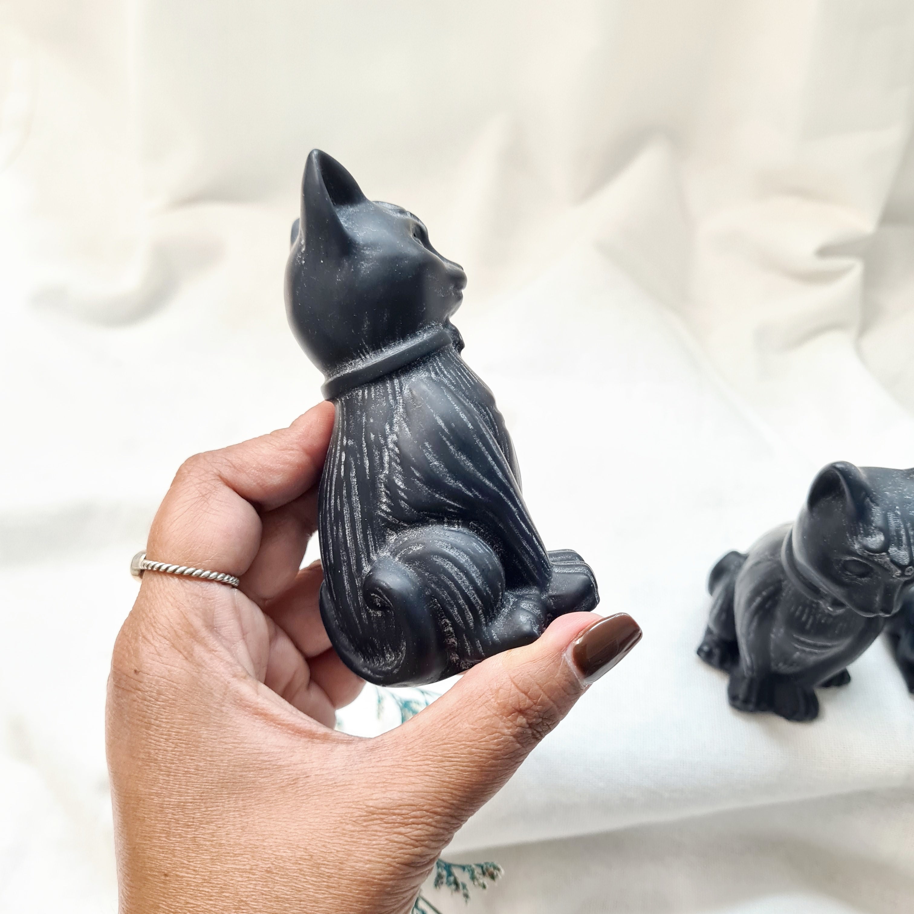 Shadow Cat | Black Obsidian | 9 Cm tall