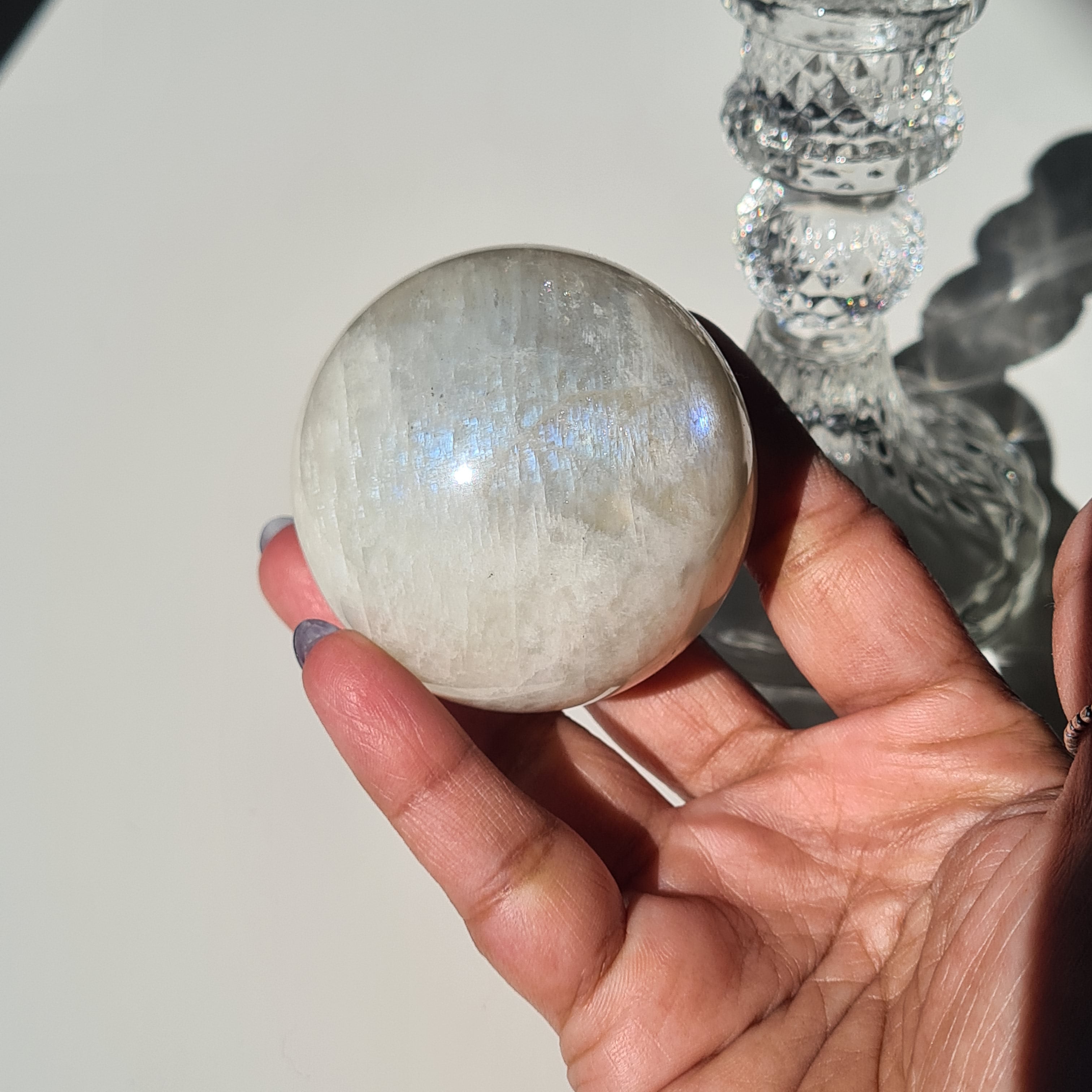 Moonstone π Sphere with stand | D | 200 g | 5.2 cm