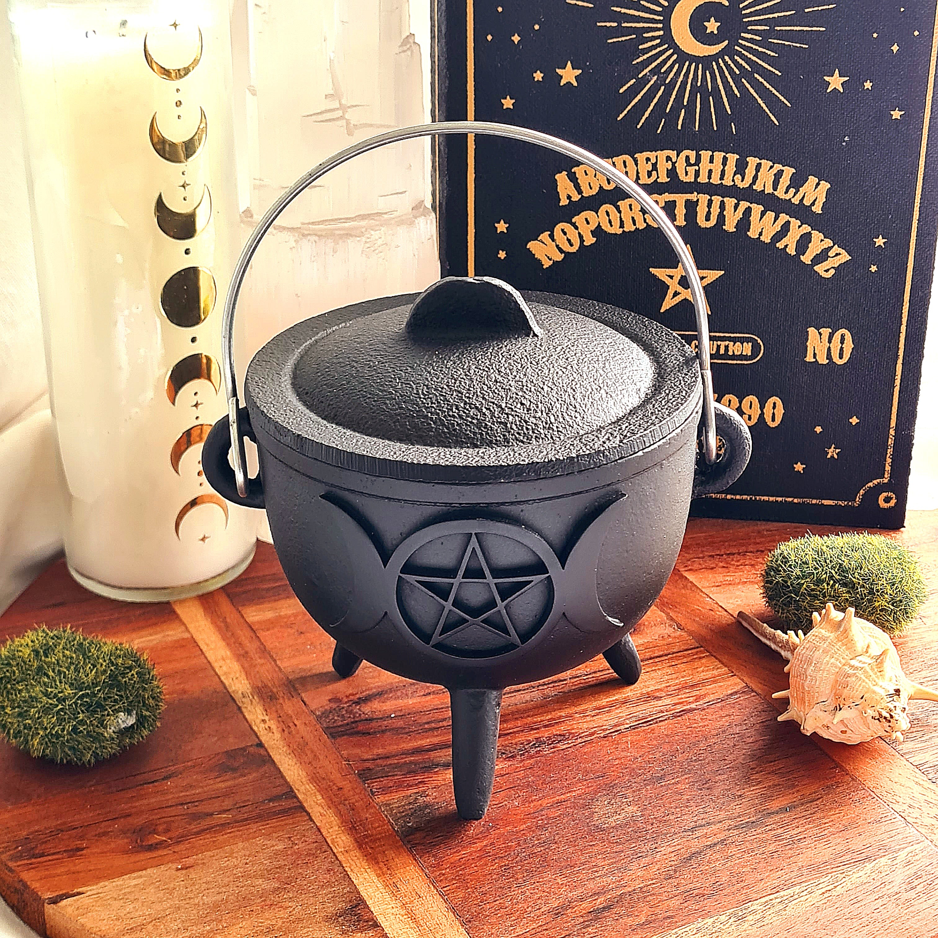 Cast Iron Ritual Cauldron | Triple Moon