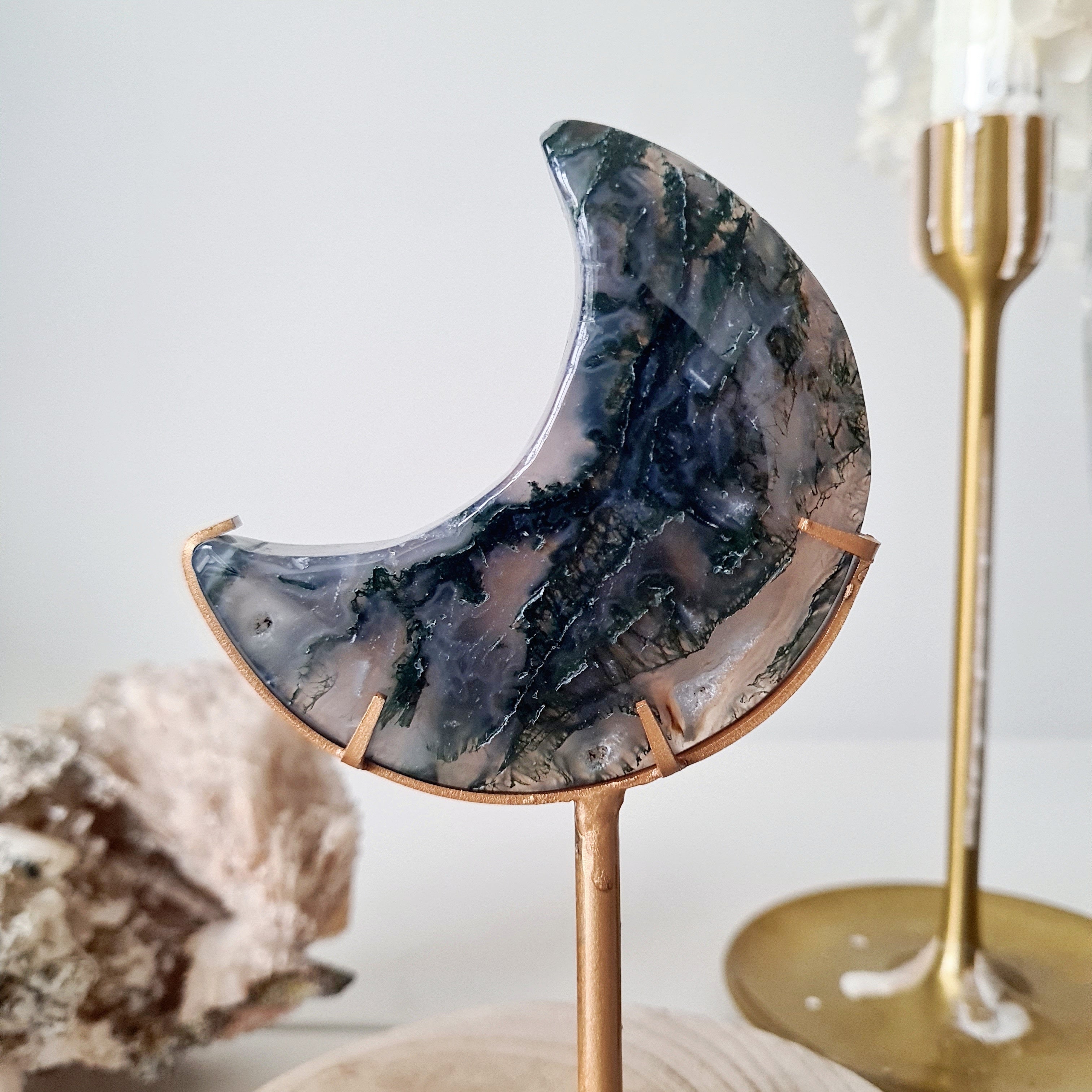Moss Agate Luna π | 6 | 8 cm