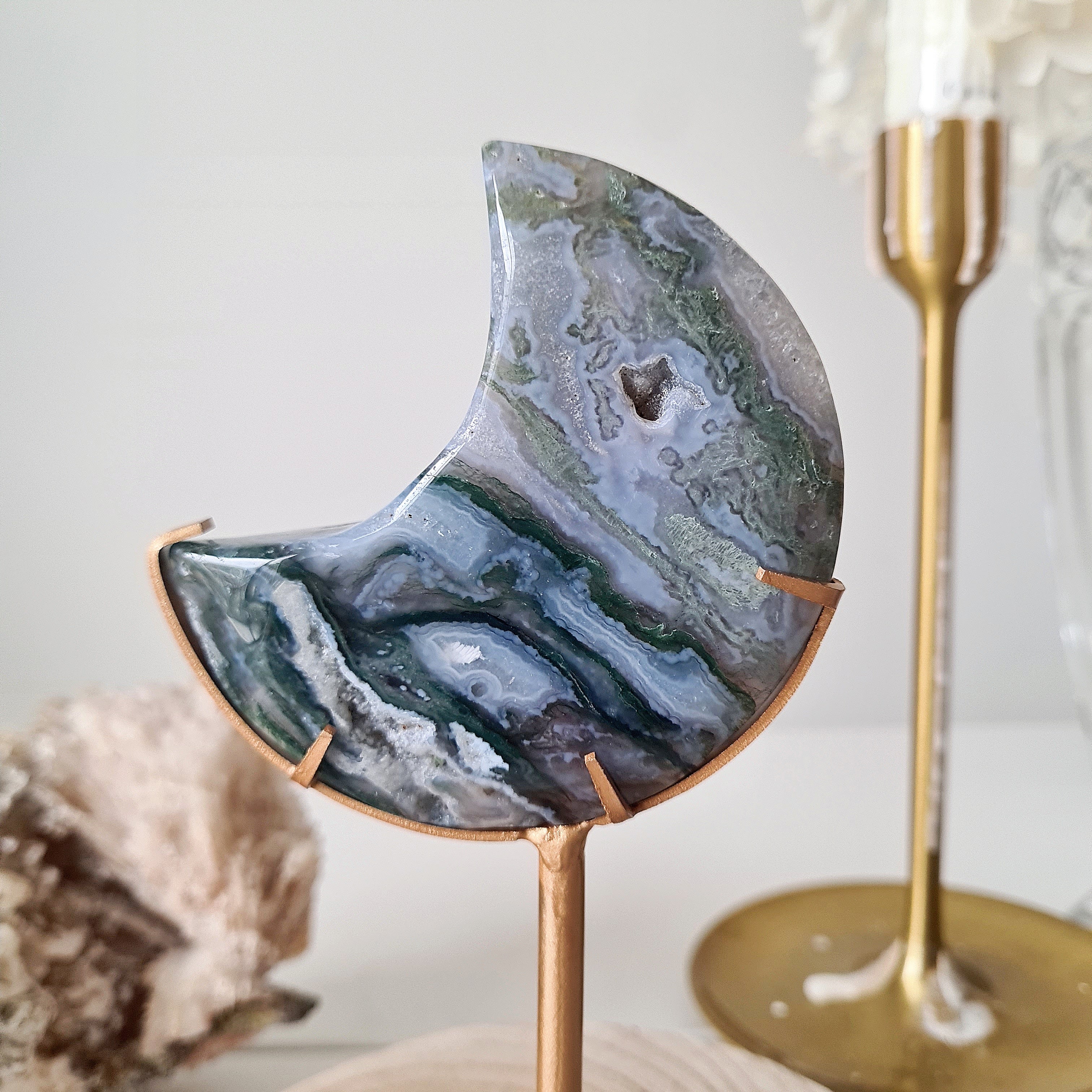 Moss Agate Luna π | 5 | 7.8 cm