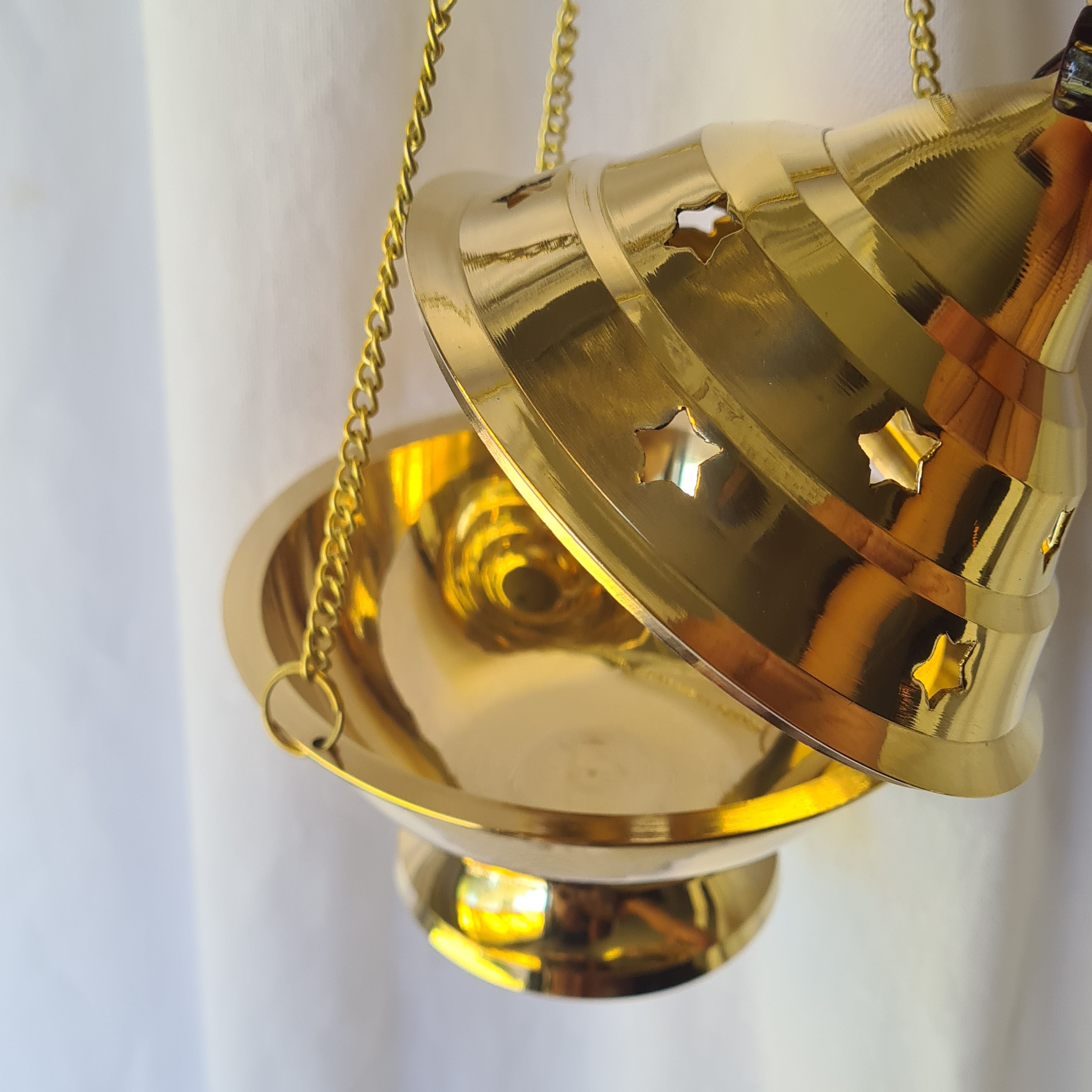 BRASS INCENSE BURNER - Hanging with lid | Large