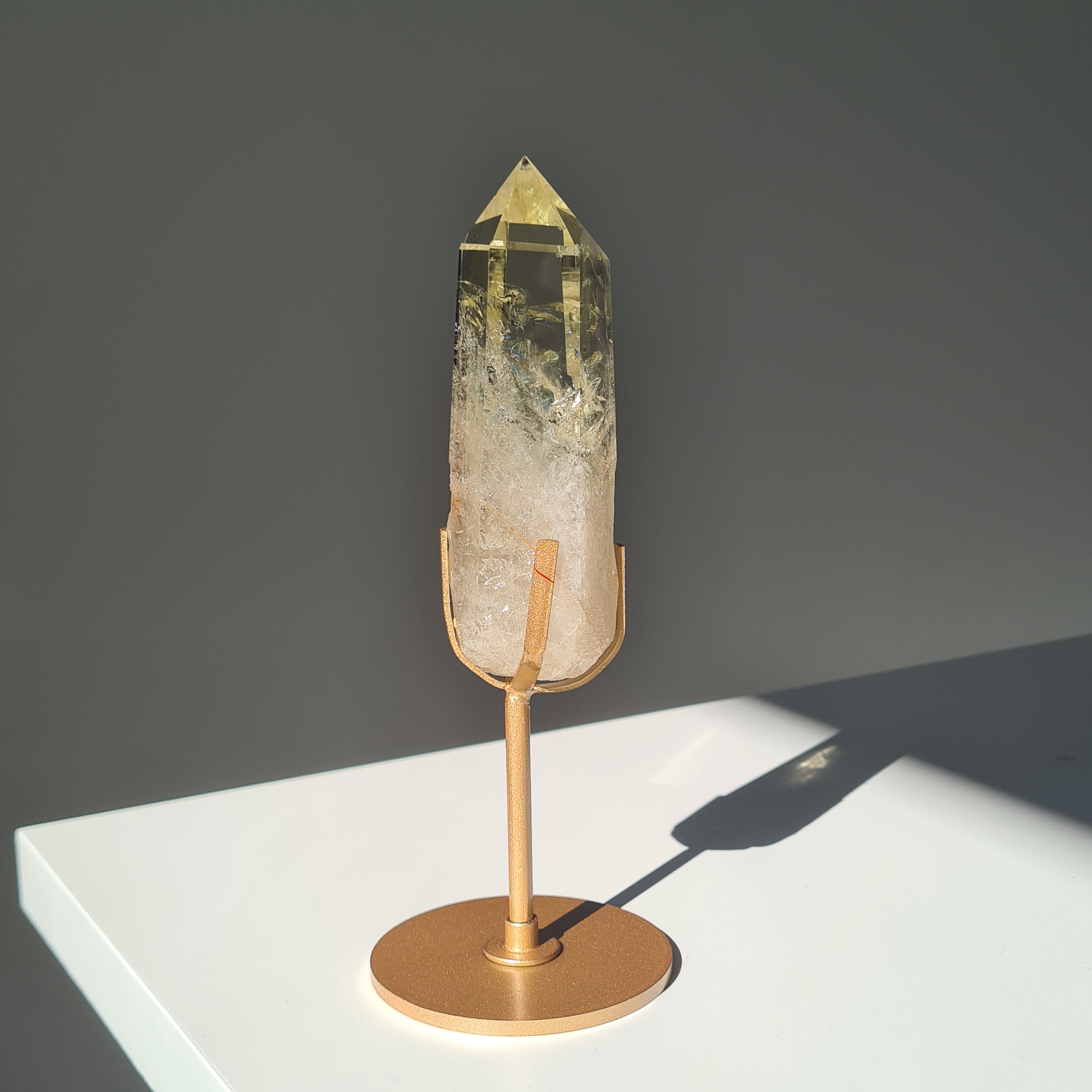 Citrine Crystal Wand With stand | Light Shade | A | Appx 18 cm tall including stand