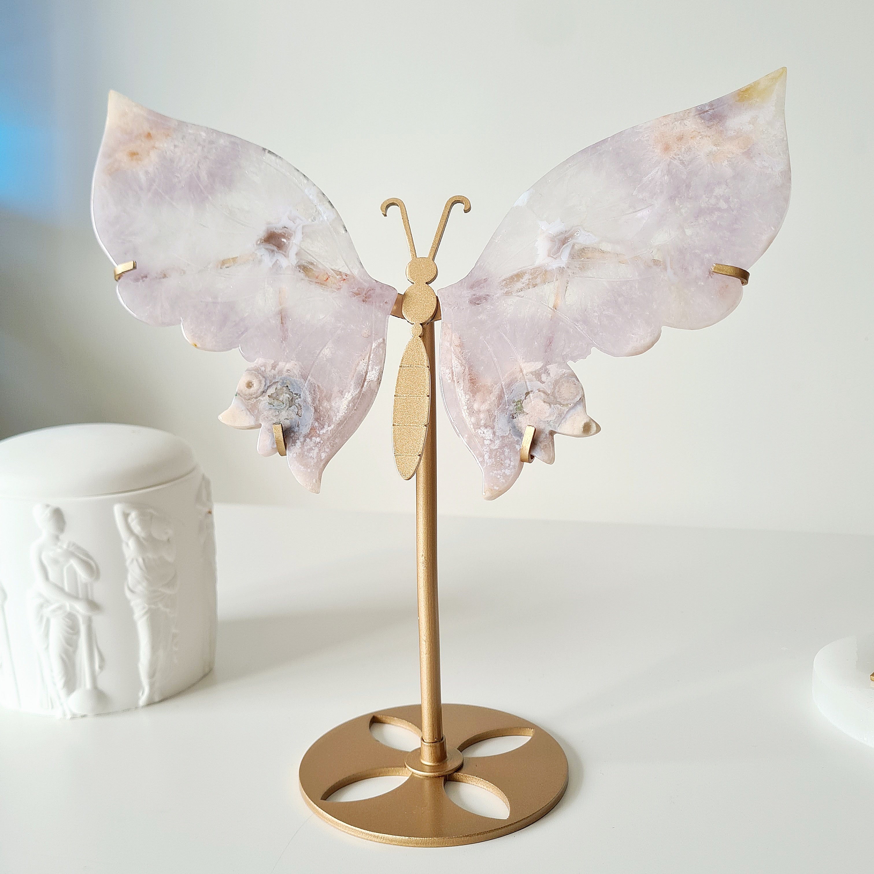 Flower Agate Butterfly π¦ | 24 cm tall with stand