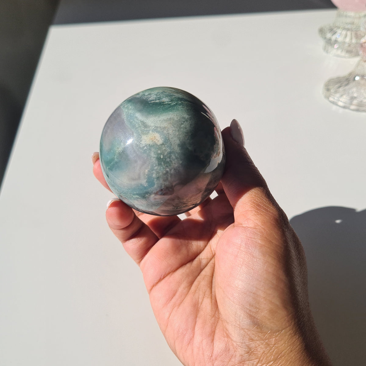 Pastel Ocean Jasper Crystal Sphere