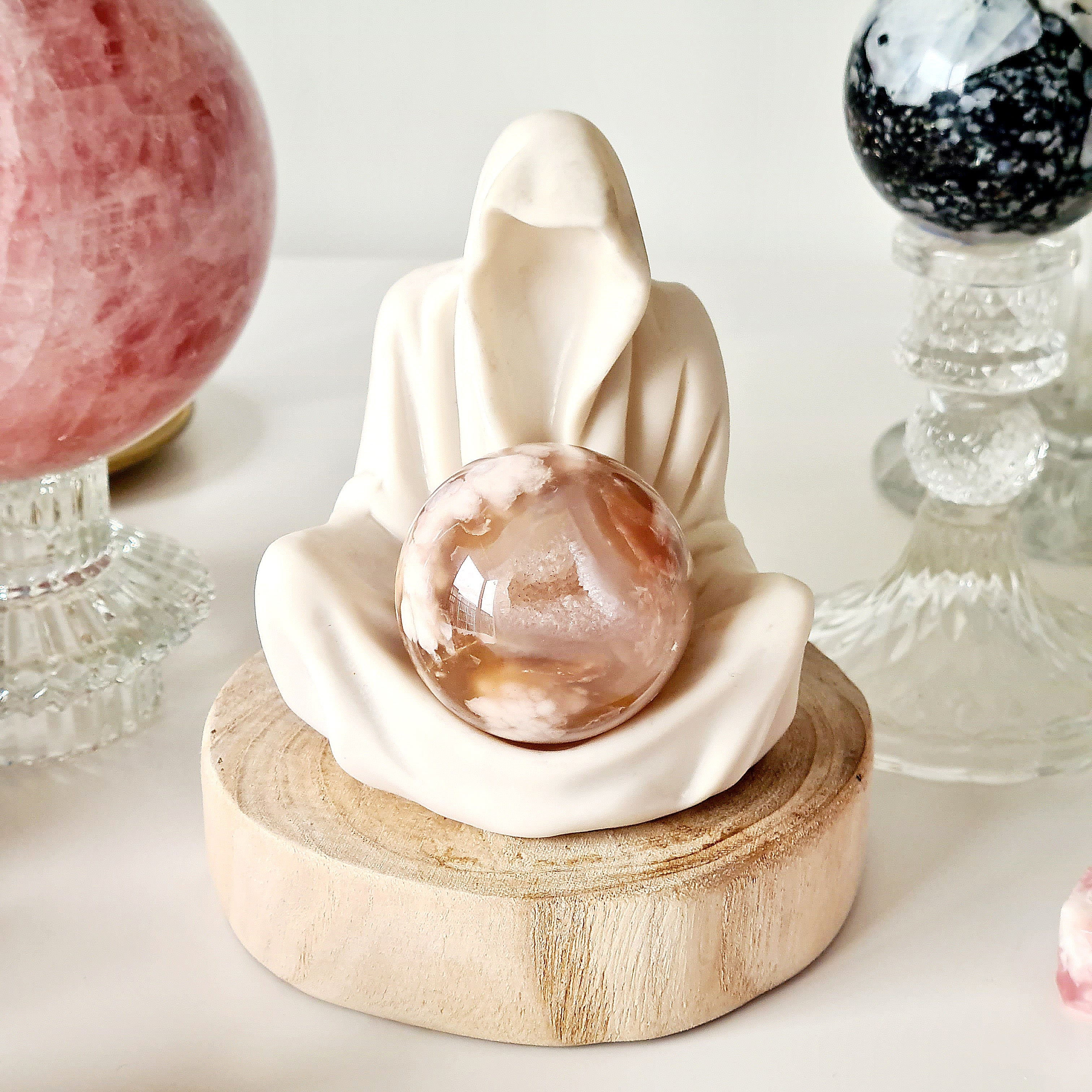 Gate Keeper with Flower Agate Sphere | 12