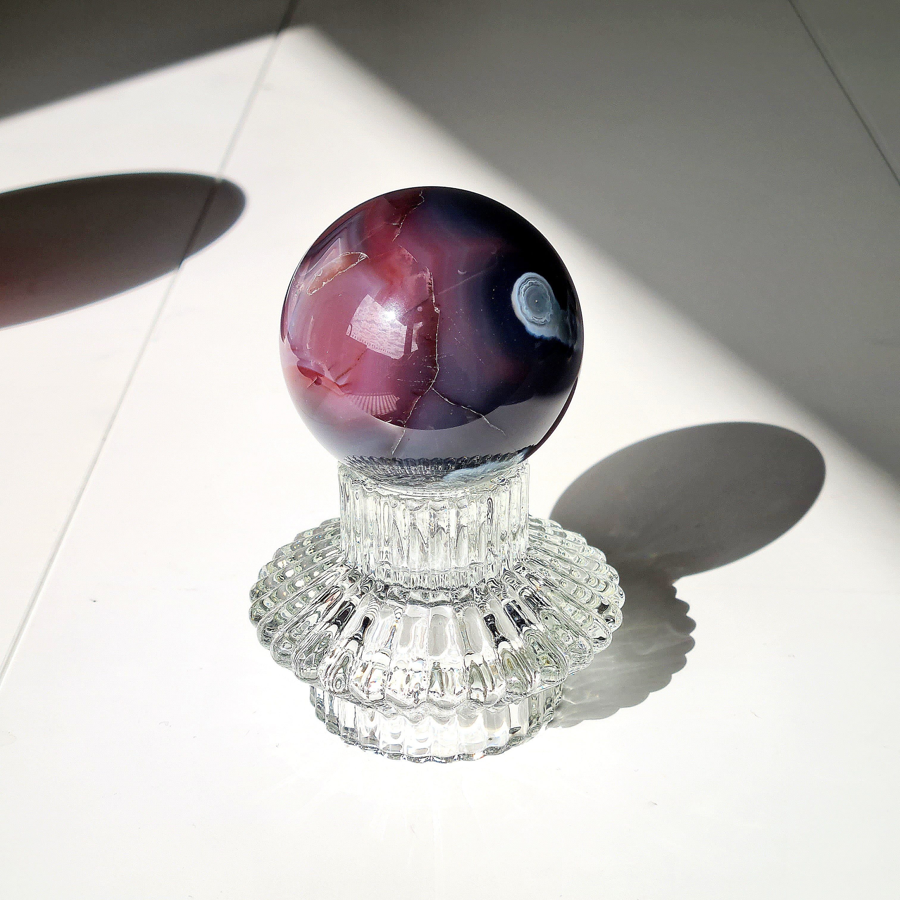 Swazi Agate Sphere with glass stand | C | 290 g | Appx 5.8 cm