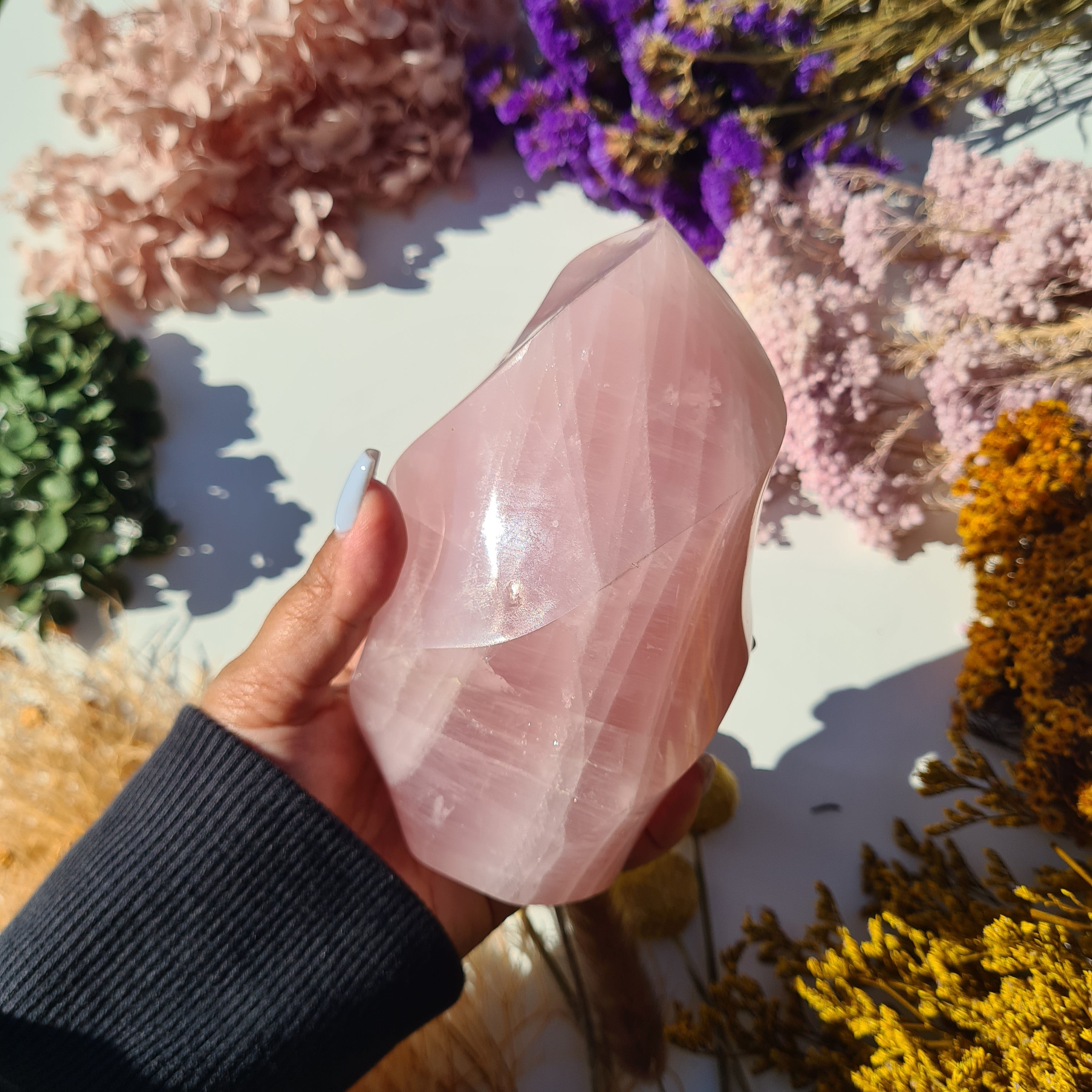 Rose Quartz Crystal Flame