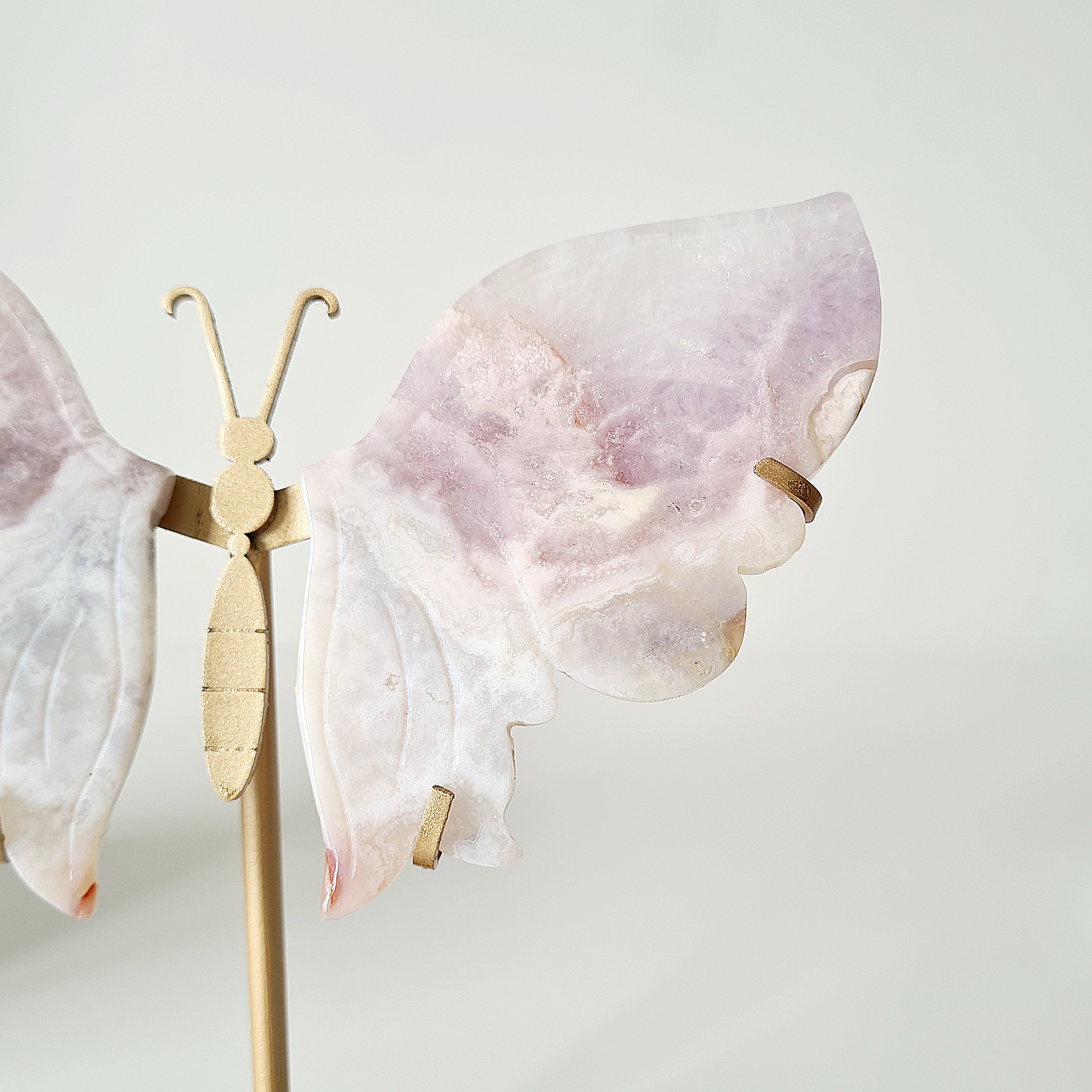 Flower Agate Butterfly π¦ | 17.3 cm tall with stand