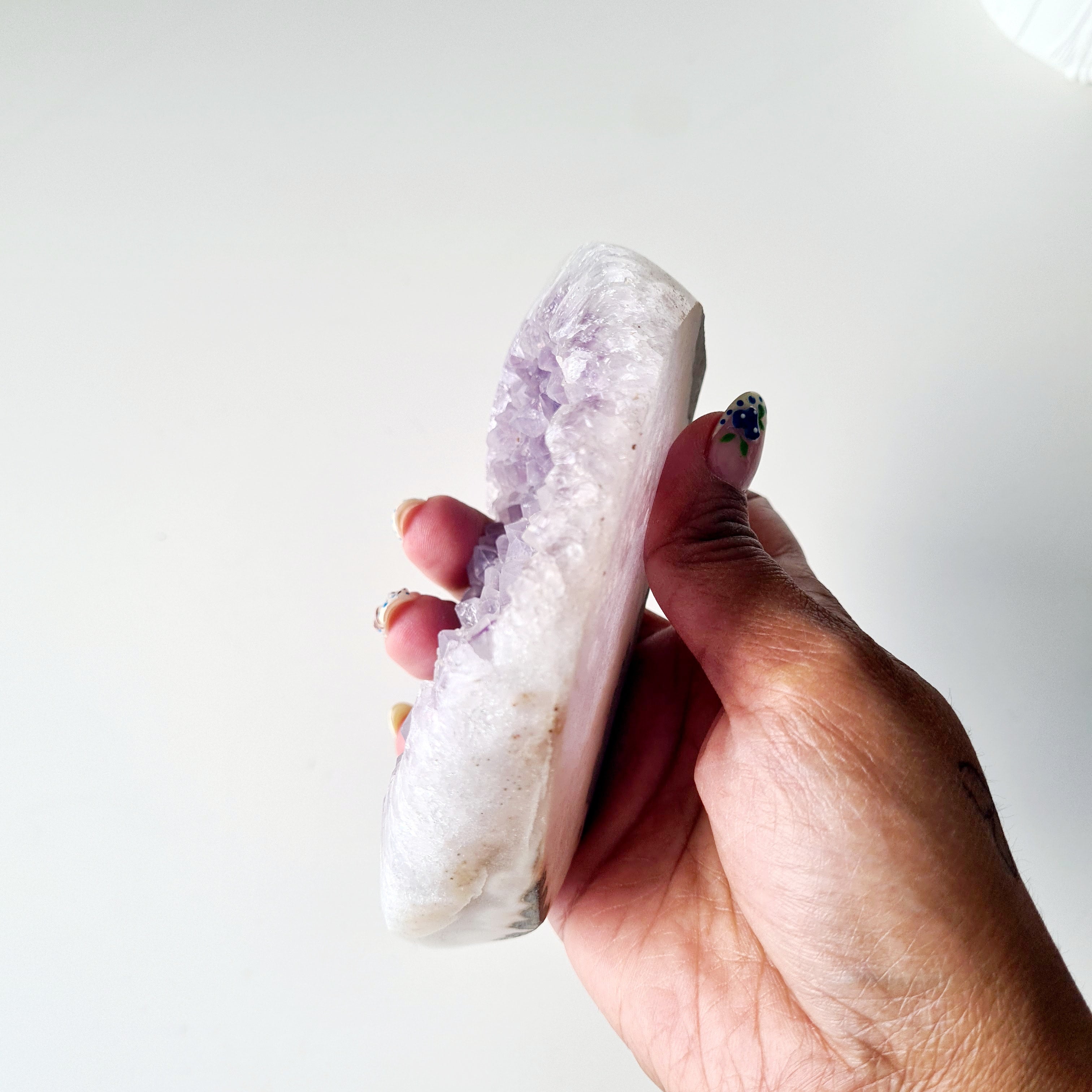 Frosted Amethyst Moon Carving π | 400g | 12 cm