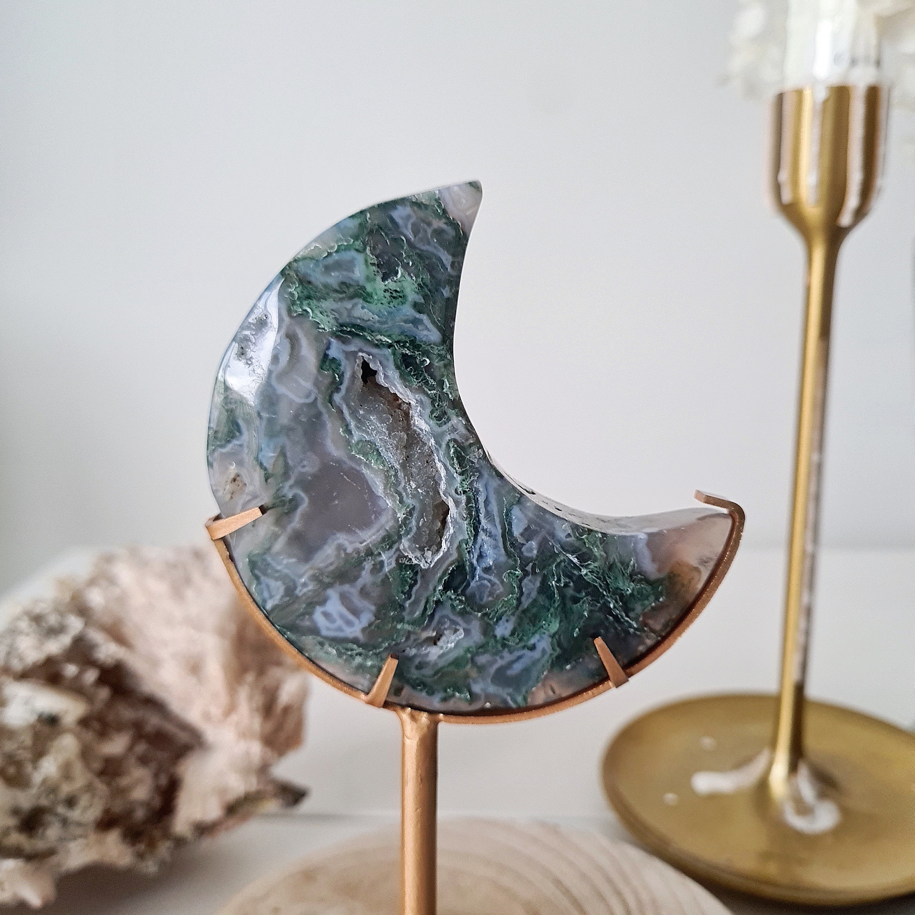 Moss Agate Luna π | 2 | 8 cm