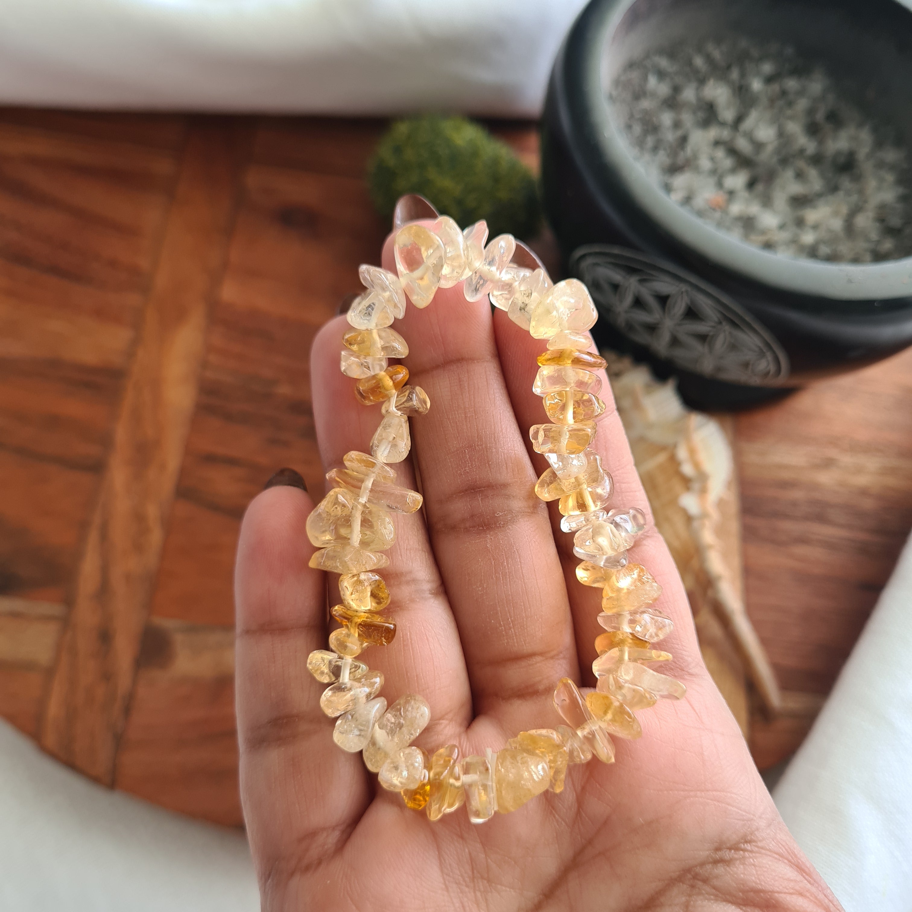Citrine Crystal (Heated) Chips Bracelet | 1 Piece