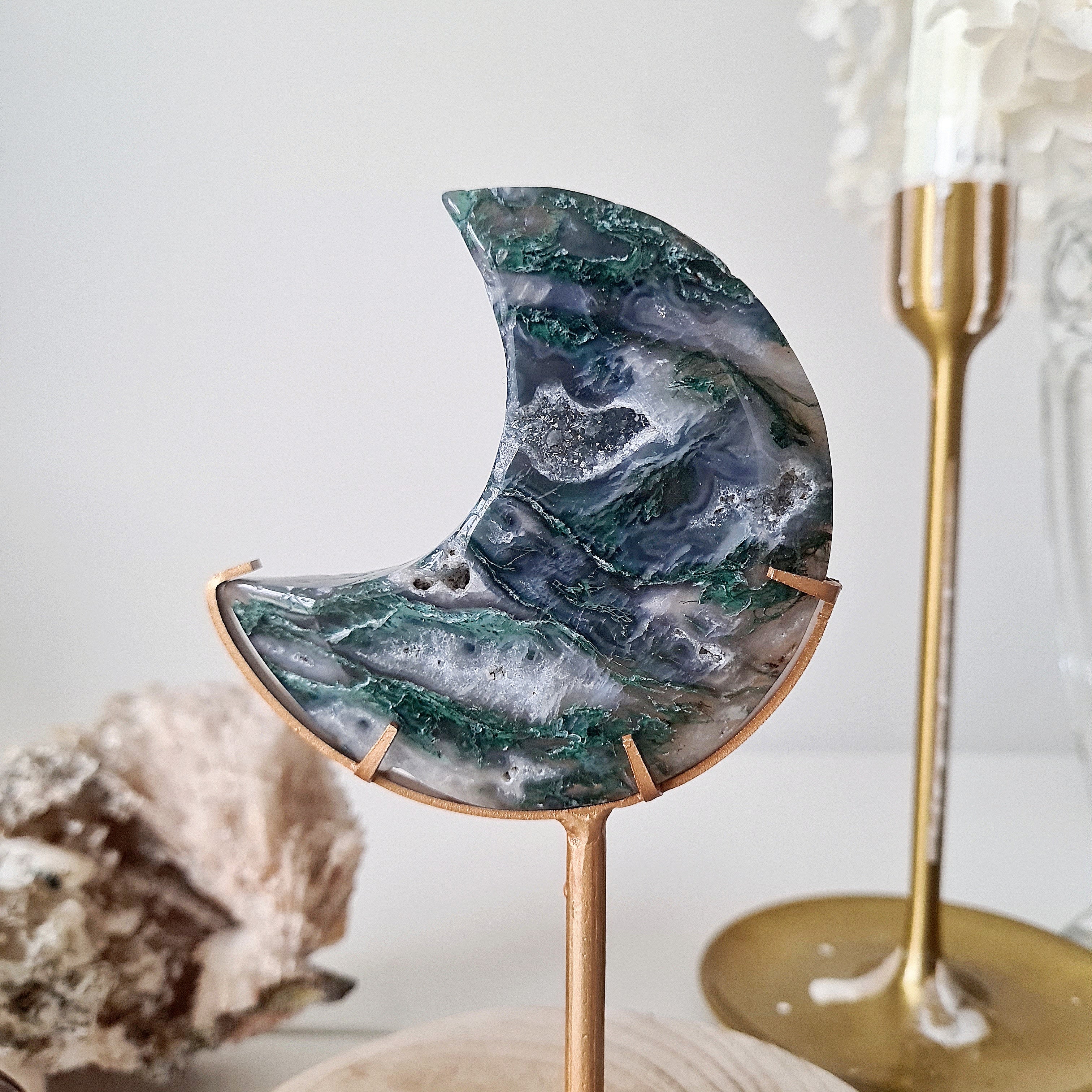 Moss Agate Luna π | 7 | 8 cm