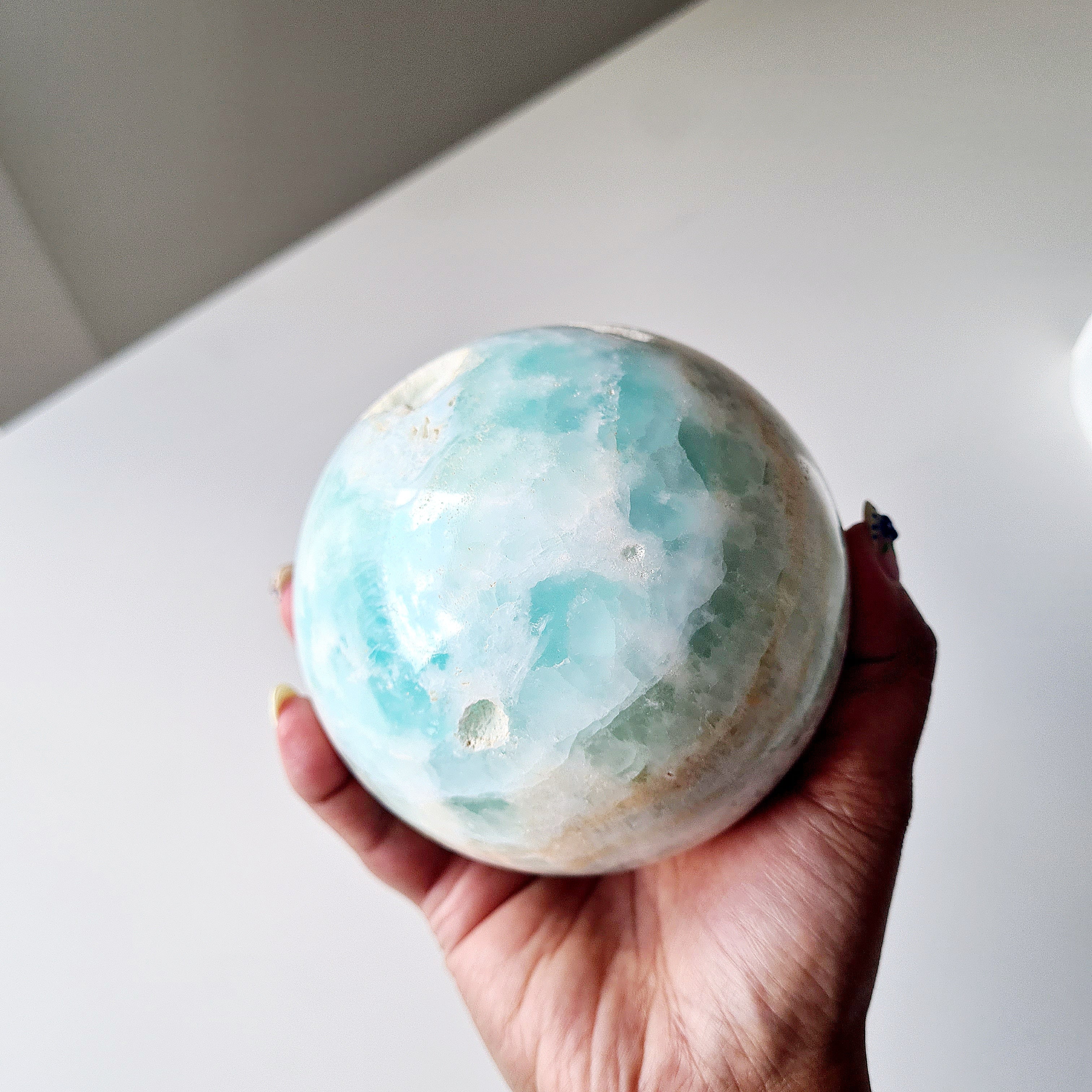Carribean Calcite Sphere With Metal Stand | 9.6 cm | 1.4 kg