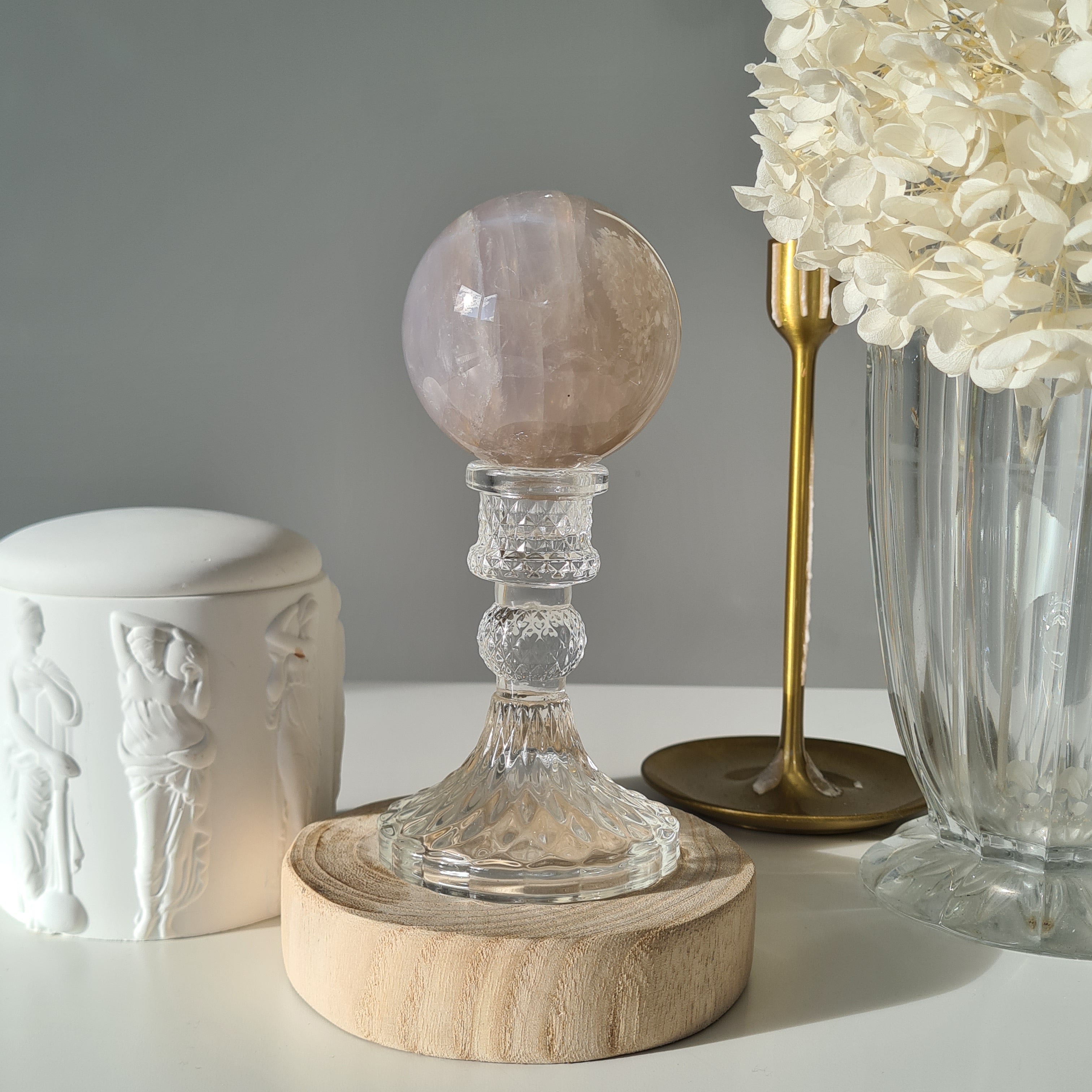 Blue Rose Quartz Sphere with stand | A | 450 g