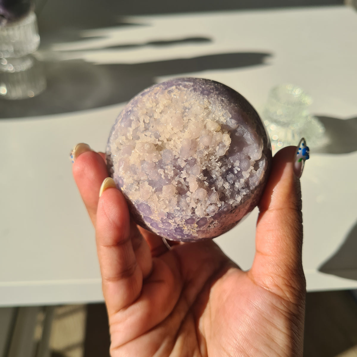 Grape Agate π Sphere With Glass Stand | D