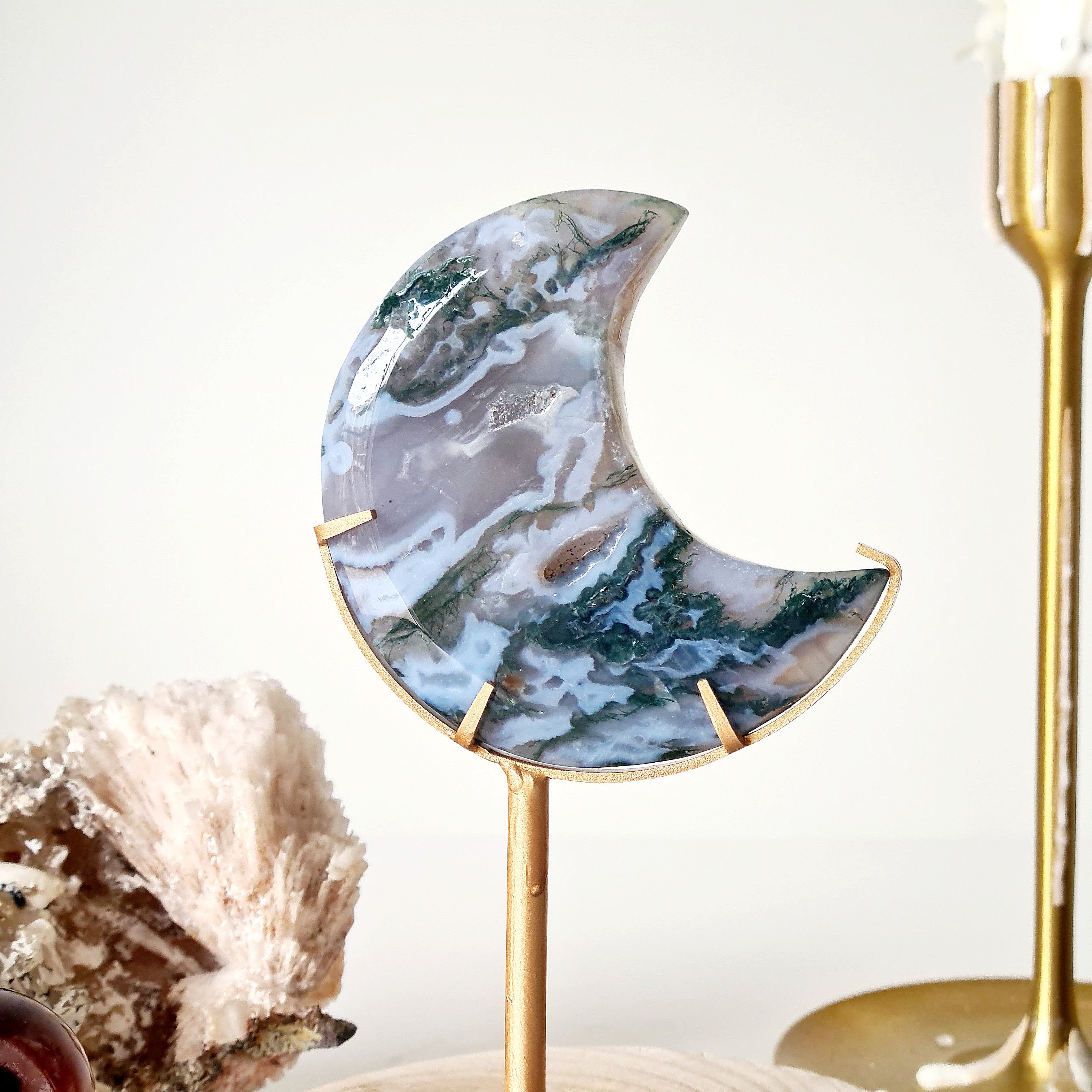 Moss Agate Luna π | 1 | 8 cm