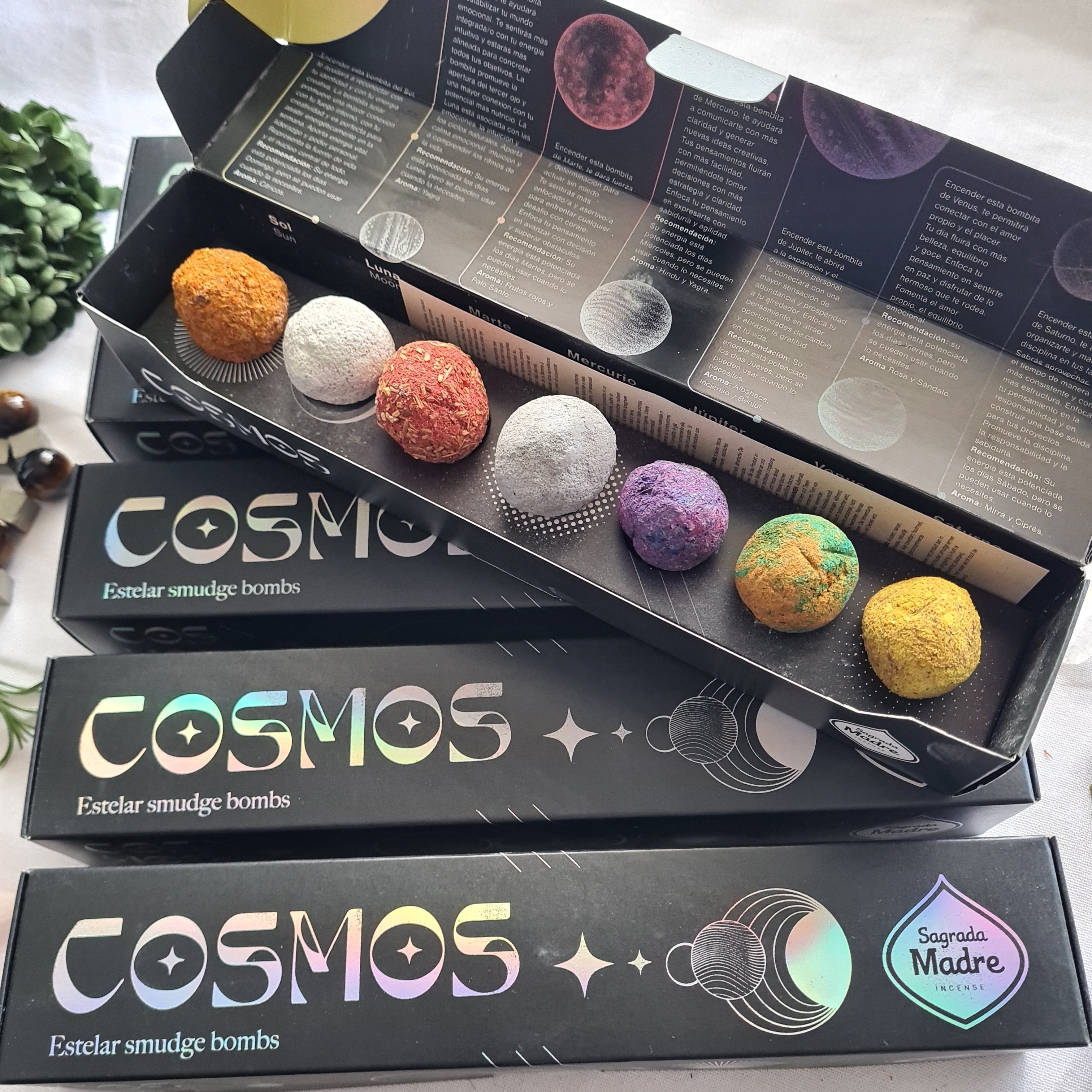 Cosmos Smudge Bombs โ Planetary Incense Set (Box of 7)