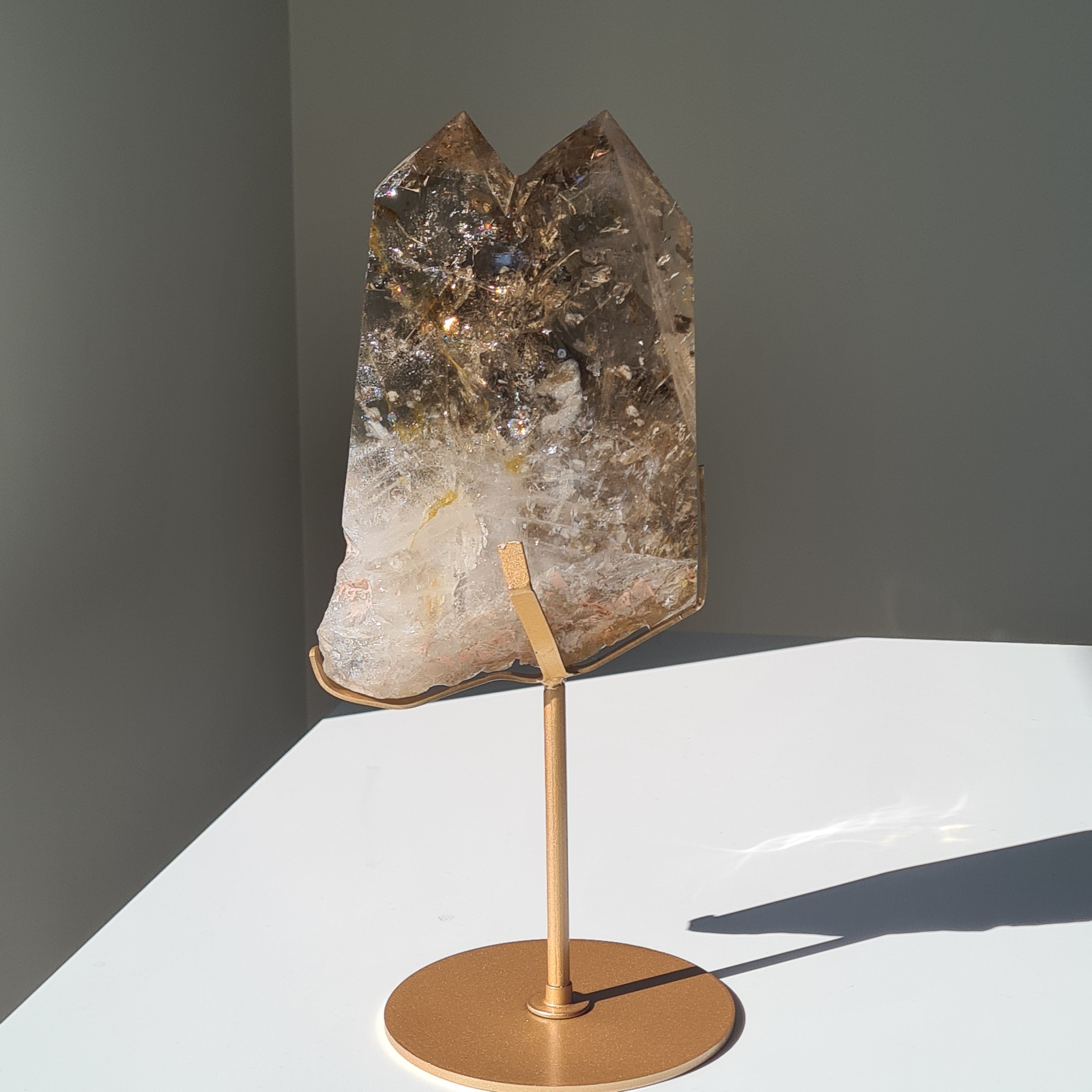 Smokey Citrine Cathedral With Stand| 1.9 kg | Appx 30 cm tall with stand