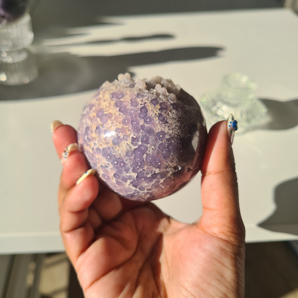 Grape Agate π Sphere With Glass Stand | D