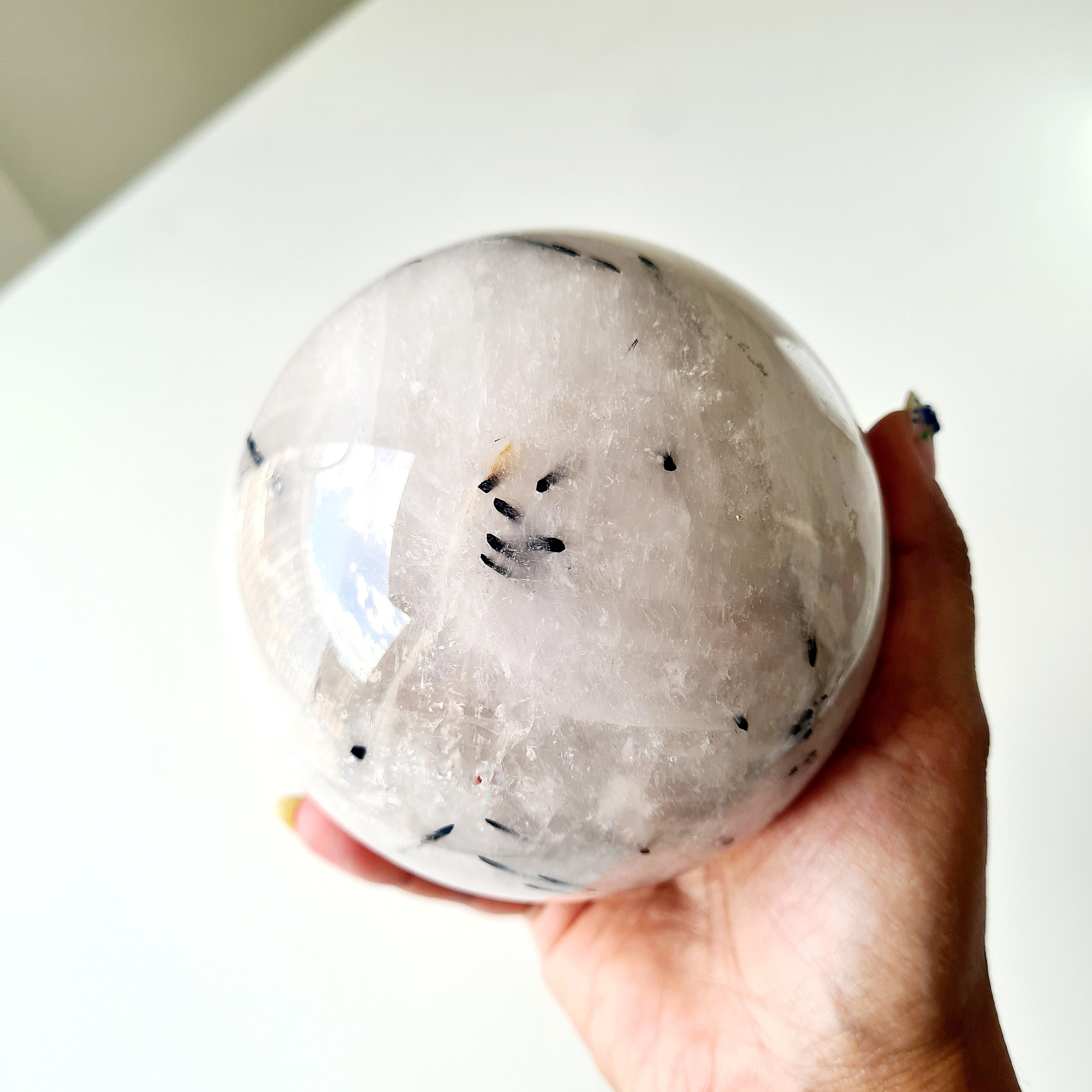 Tourmalinated Quartz | 1.4 kg with metal stand | 9.8 Cm